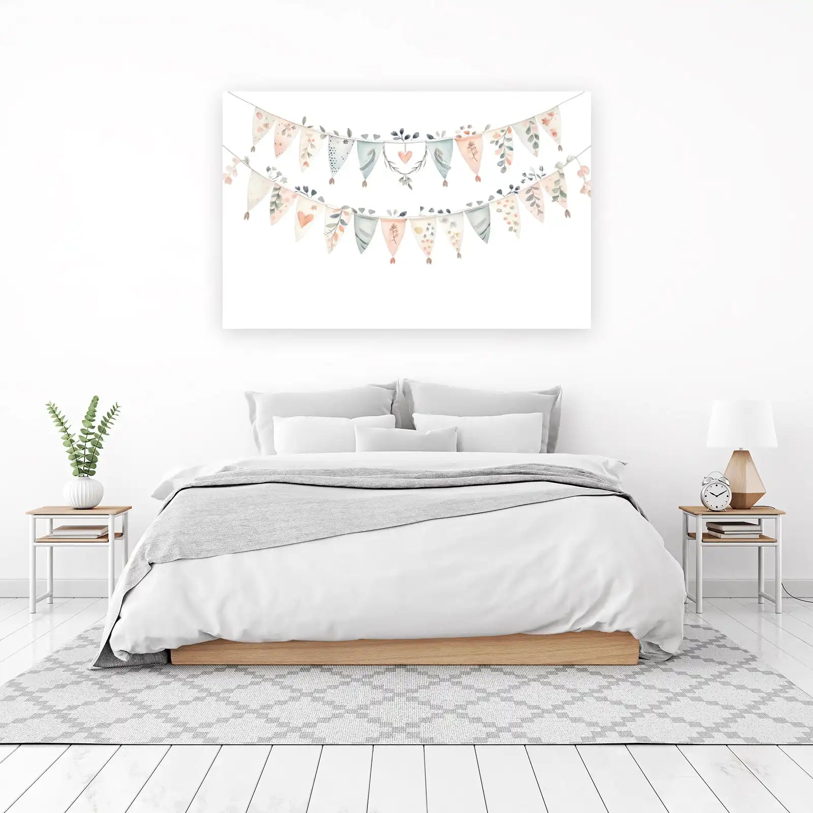 Boho Floral Bunting Wall Art for Nursery & Kids Room