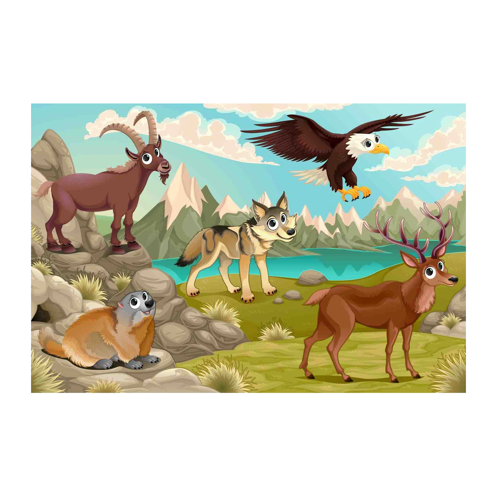 Alpine Wildlife Adventure Wall Art