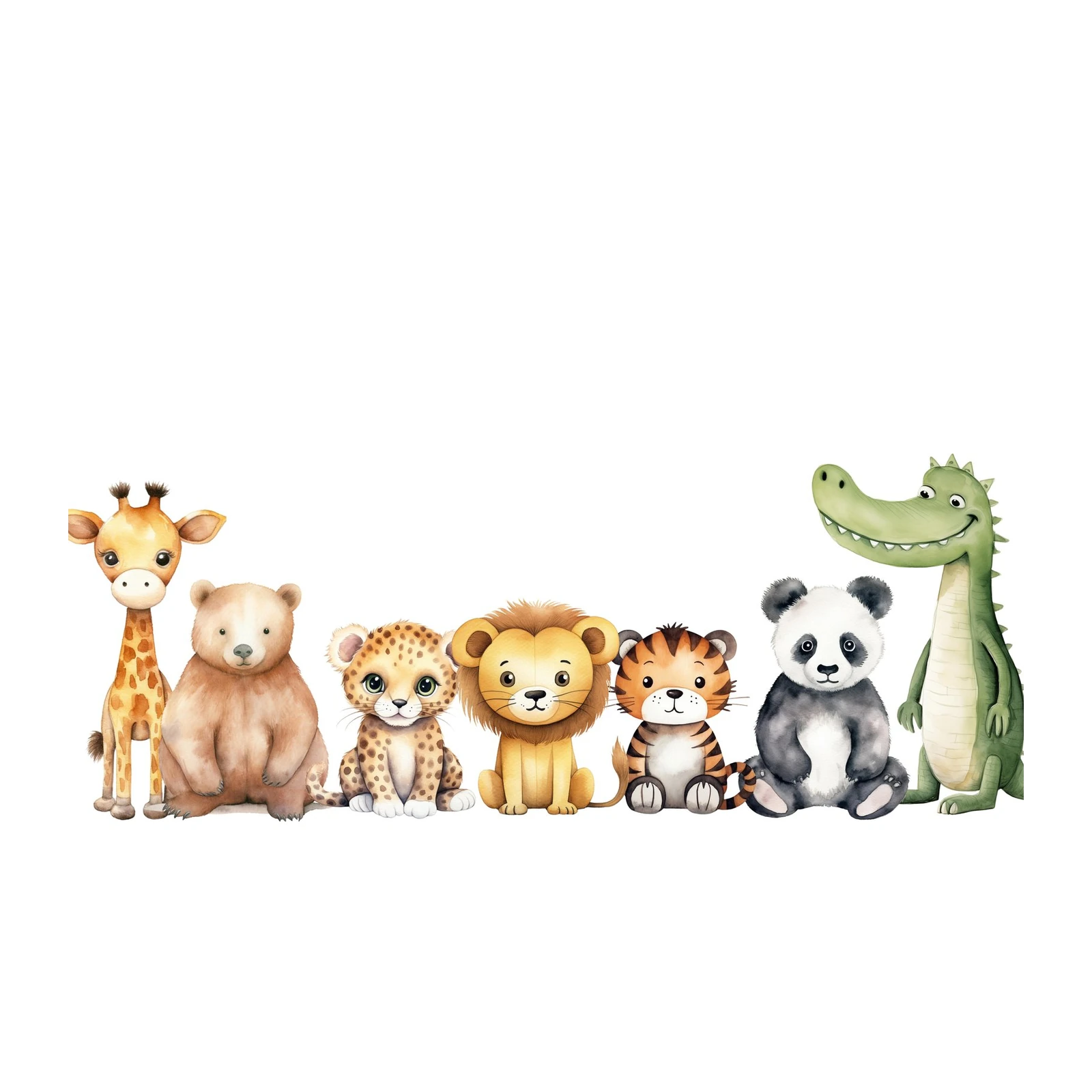 Adorable Jungle Friends Watercolor Wall Art