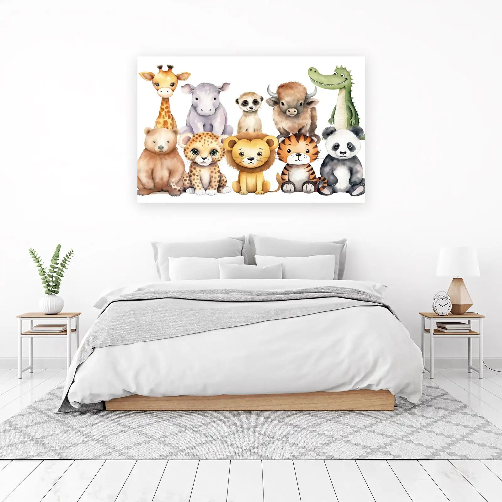 Cute Watercolor Jungle Animals Wall Art