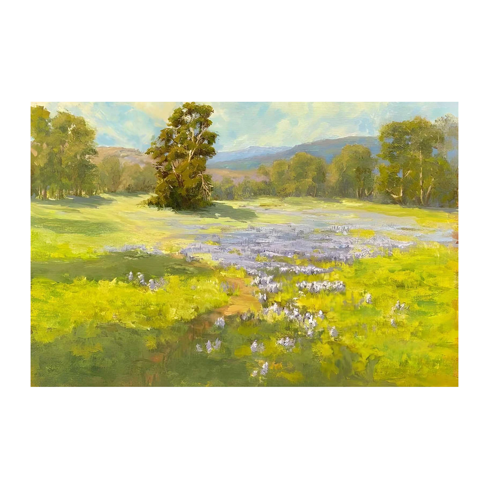 Vibrant Meadow Impressionist Landscape Wall Art