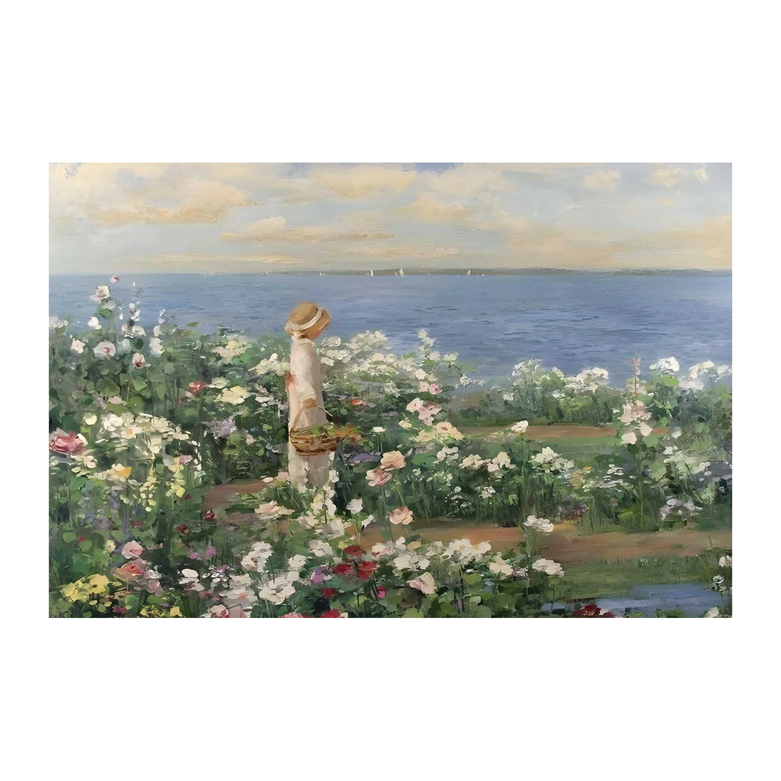 Serene Coastal Garden Landscape Wall Art
