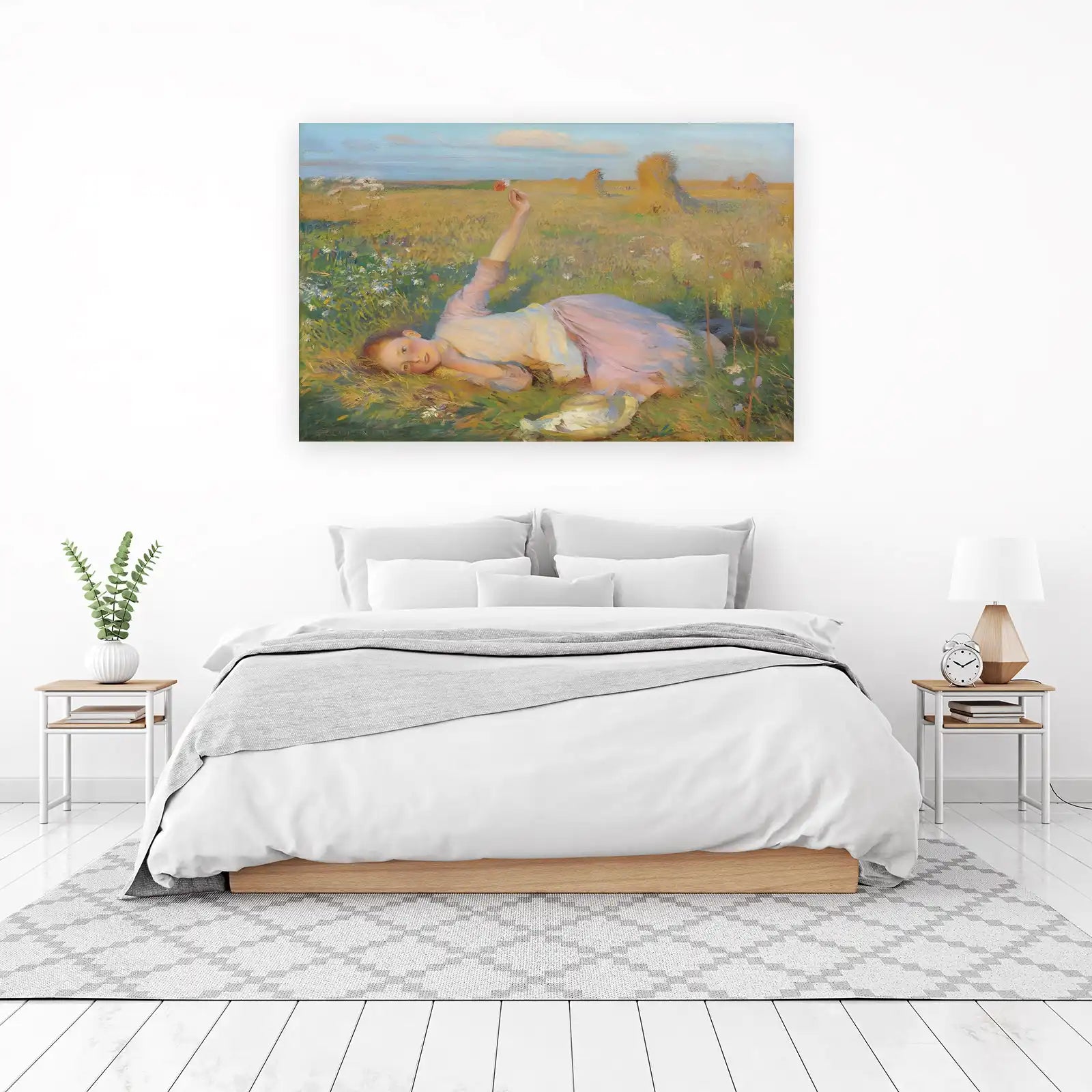 Serene Meadow Girl with Poppy Wall Art