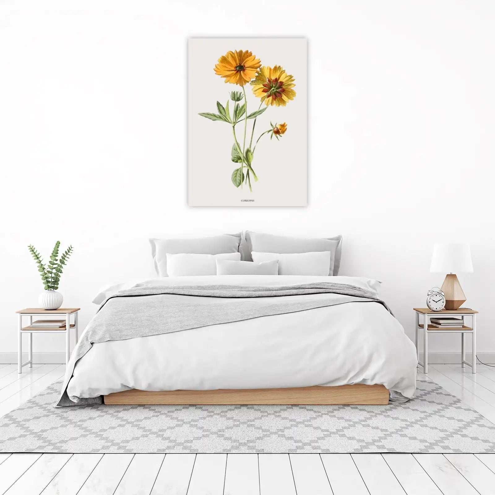 Vibrant Yellow Coreopsis Floral Botanical Wall Art