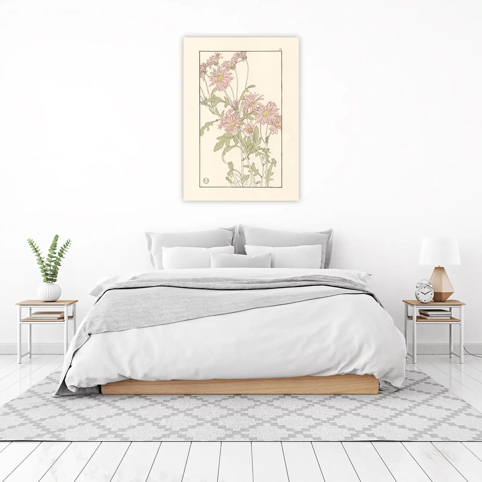 Pink Chrysanthemum Floral Art Wall Art