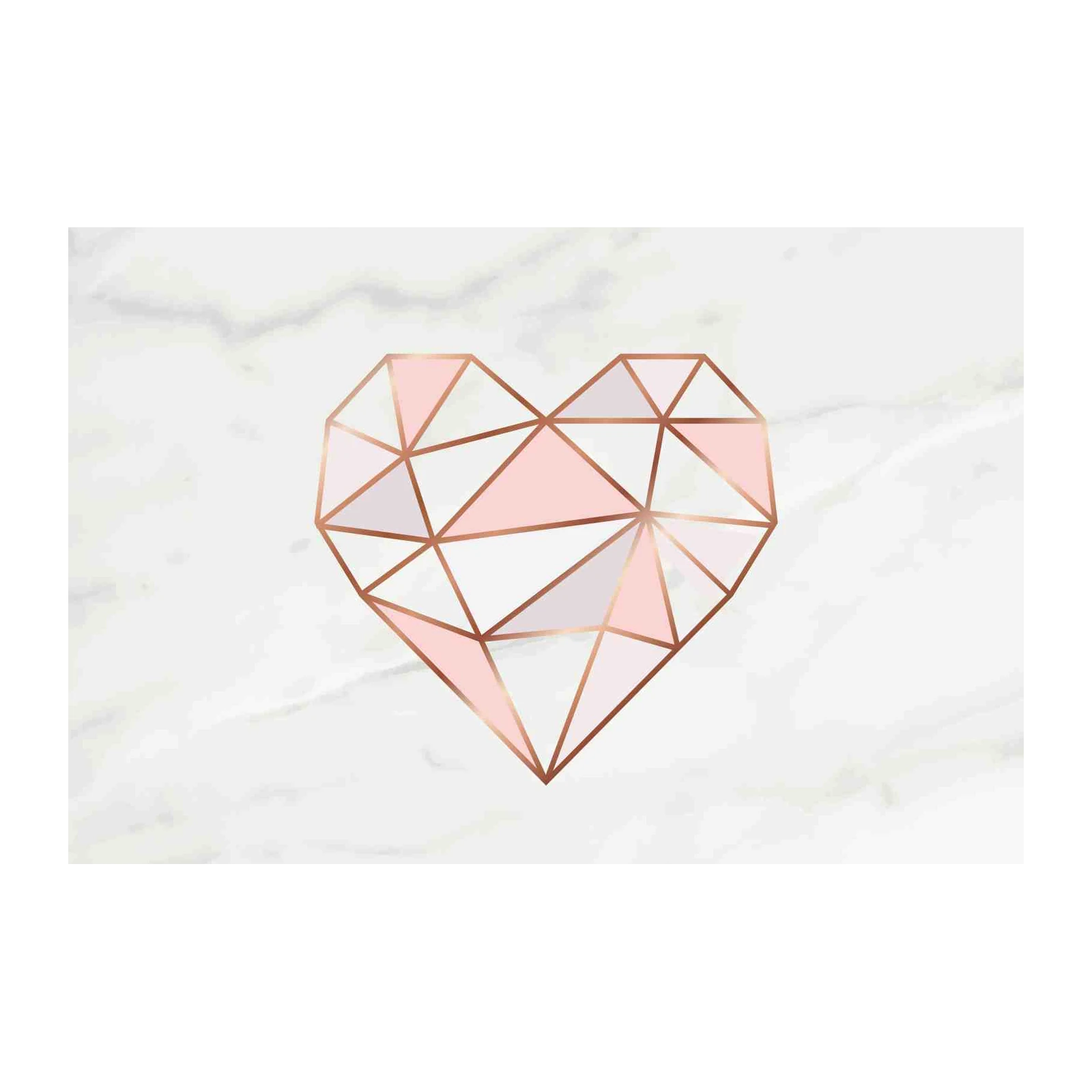 Geometric Rose Gold Heart Marble Wall Art