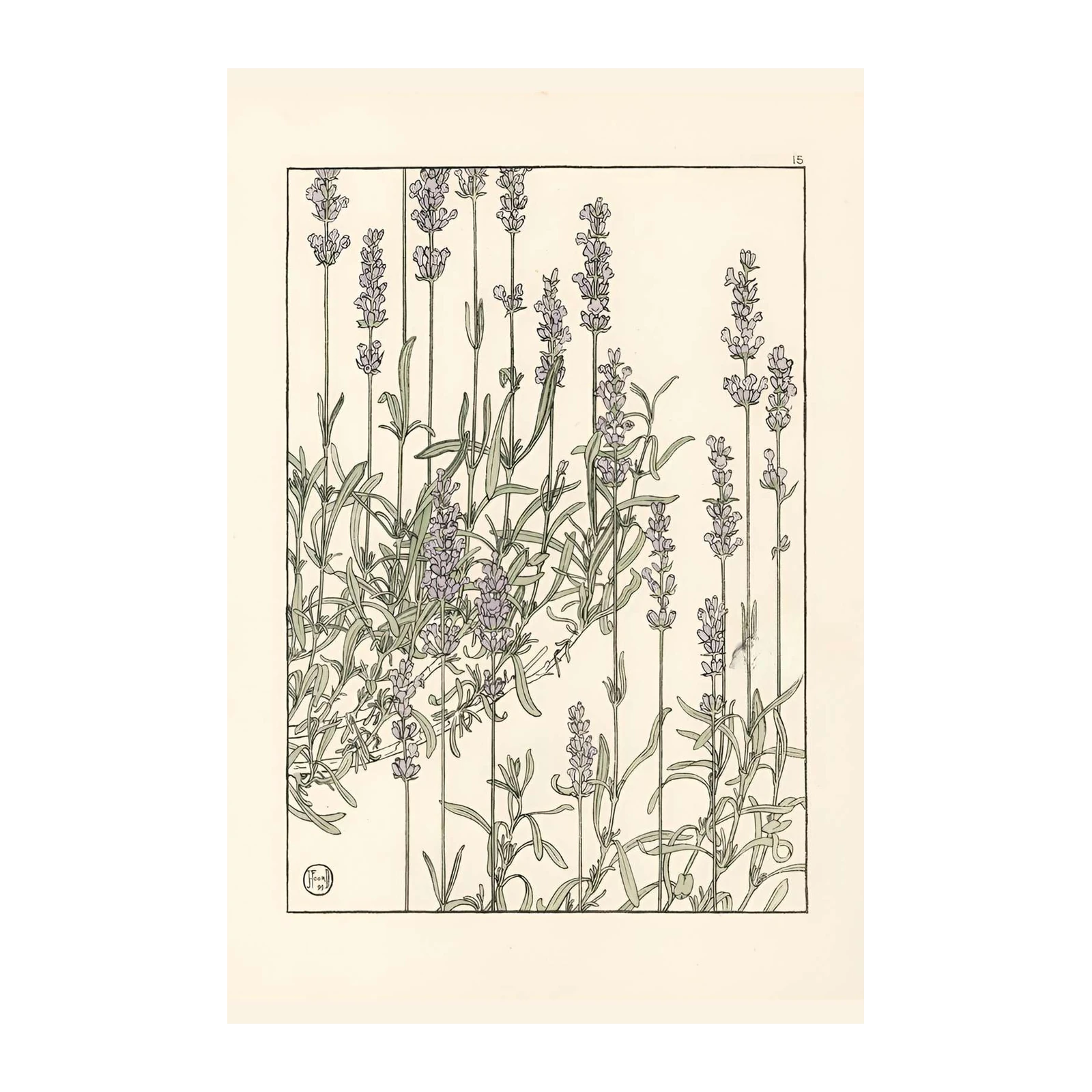 Serene Lavender Fields Art Nouveau Wall Art
