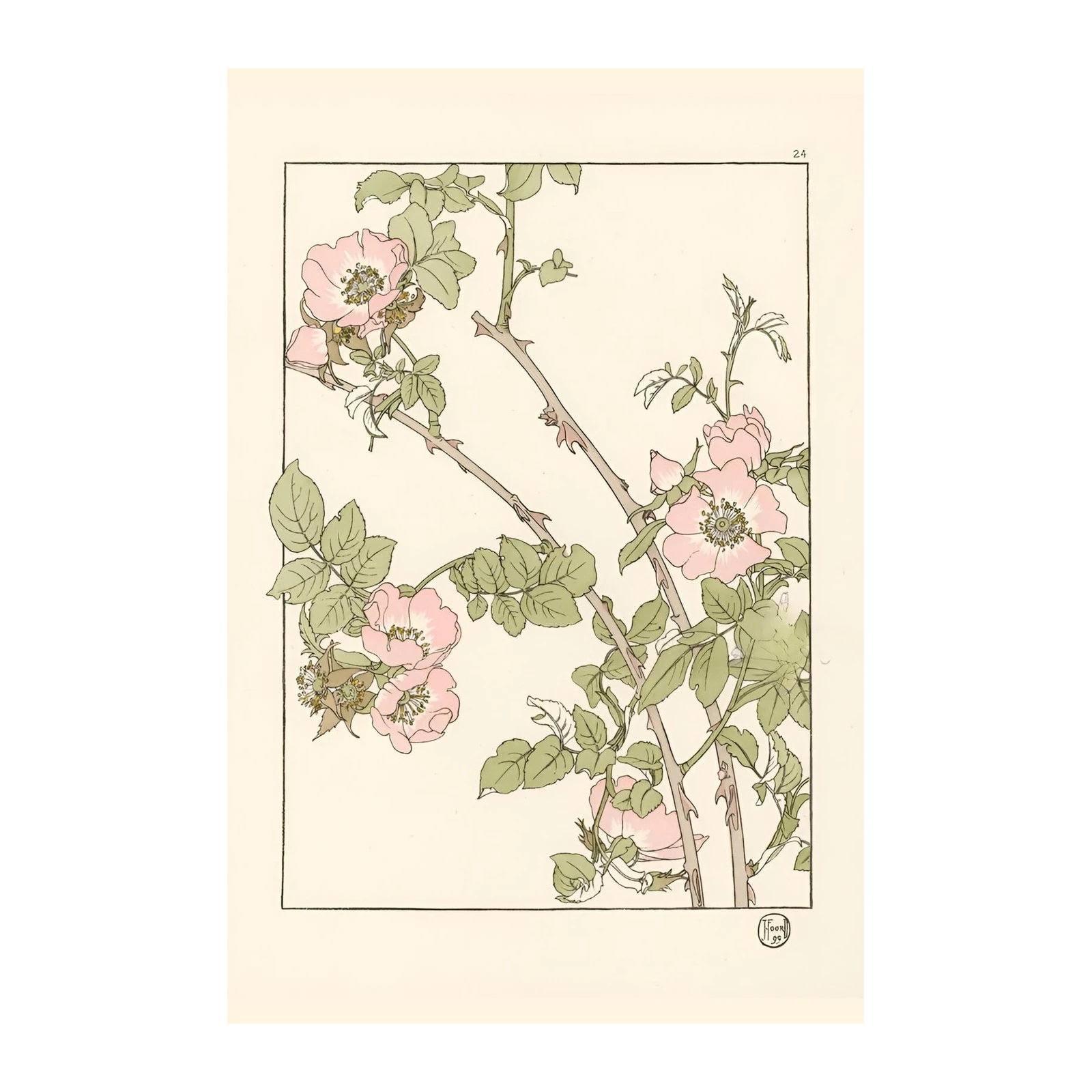 Vintage Pink Rose Floral Art Wall Art