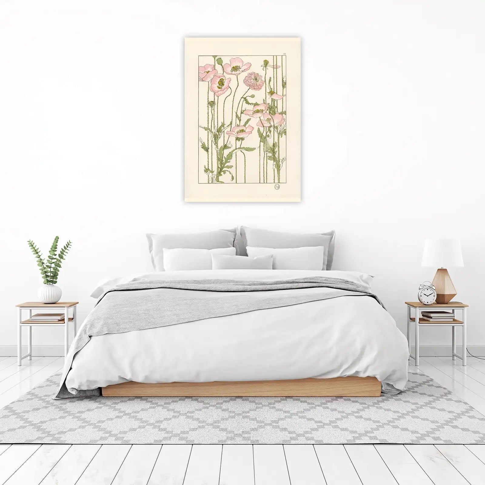 Elegant Pink Poppies Botanical Wall Art