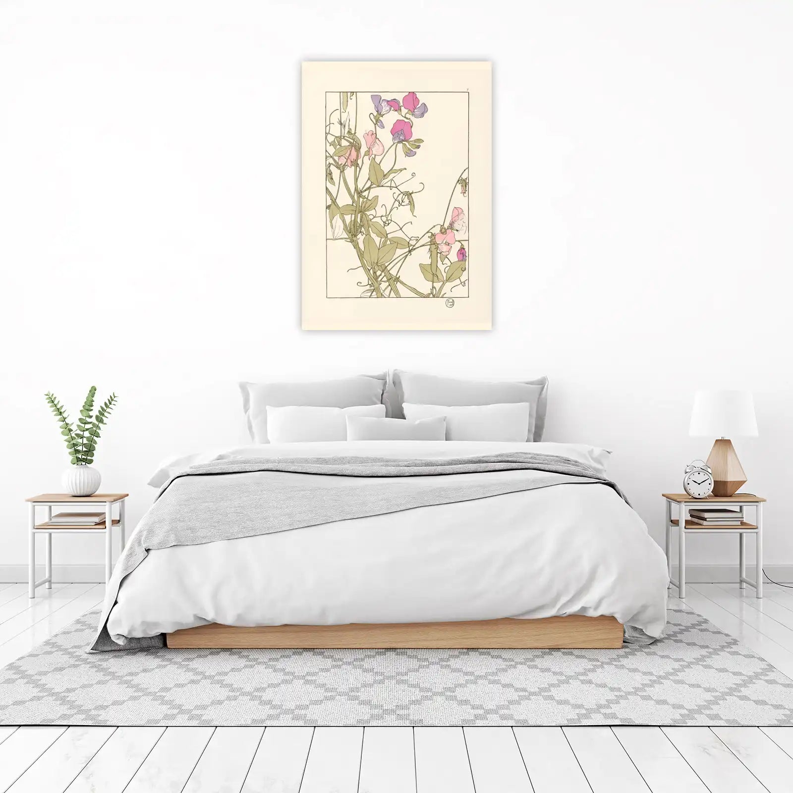 Art Nouveau Sweet Pea Botanical Wall Art