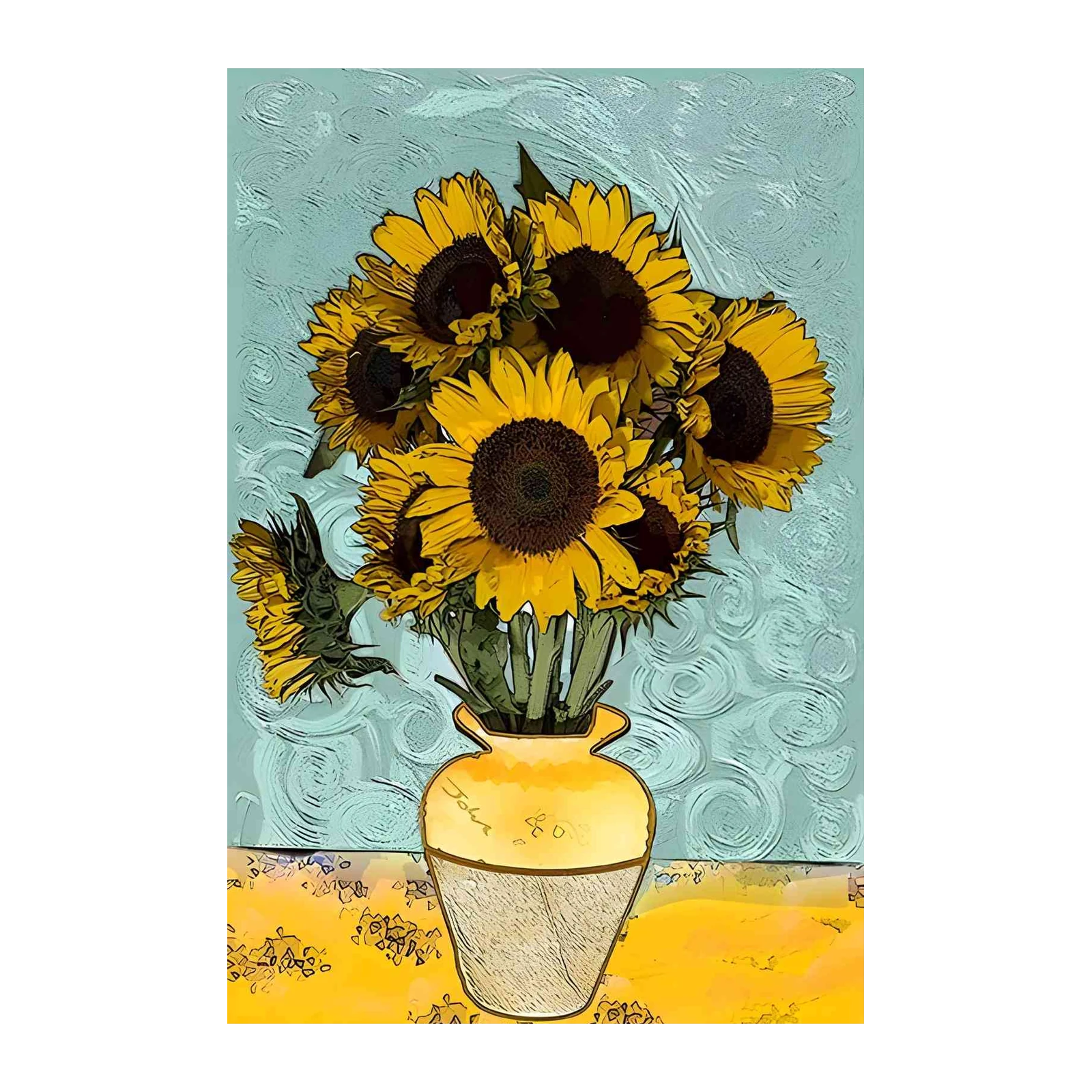 Vibrant Sunflowers in Yellow Vase Wall Art