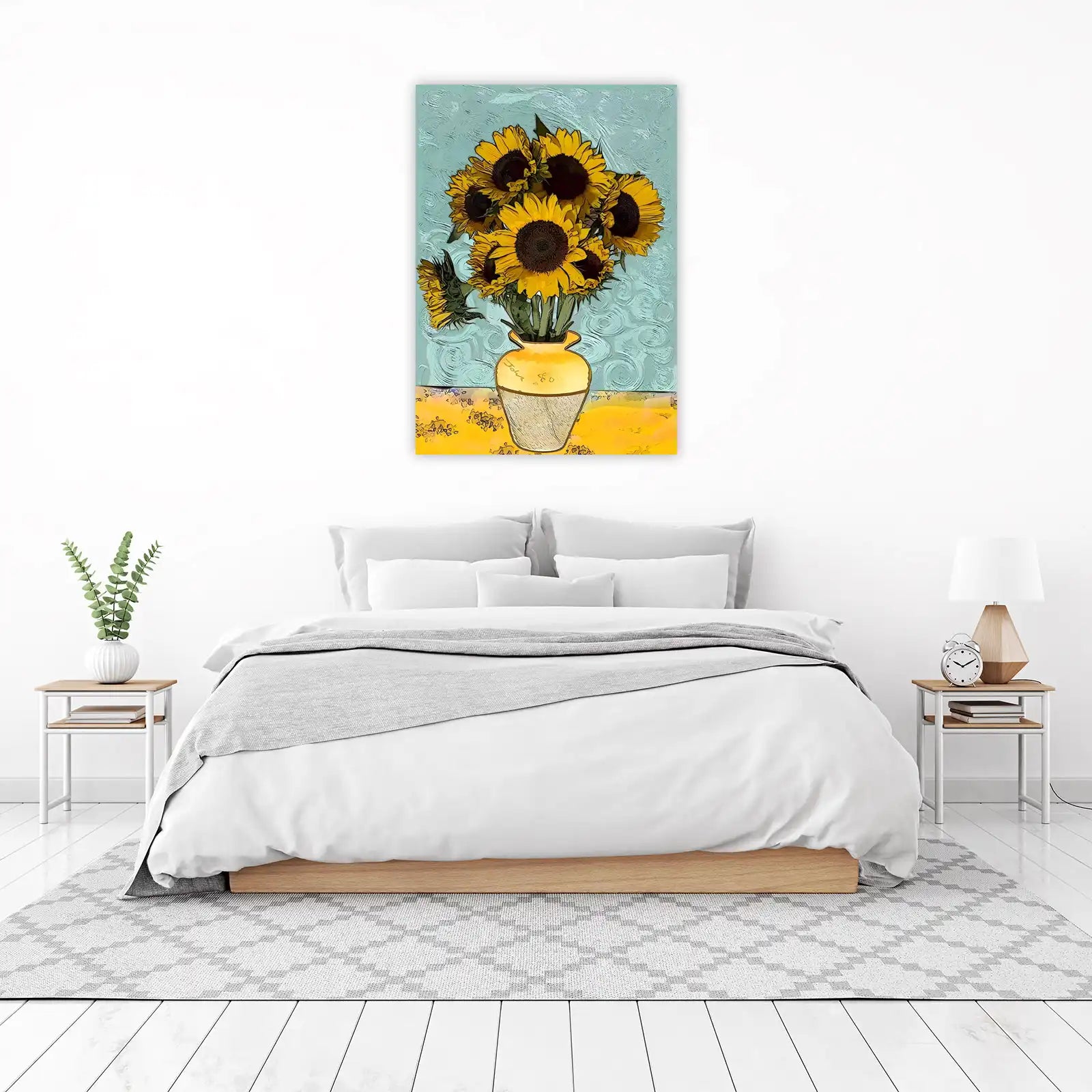 Vibrant Sunflowers in Yellow Vase Wall Art