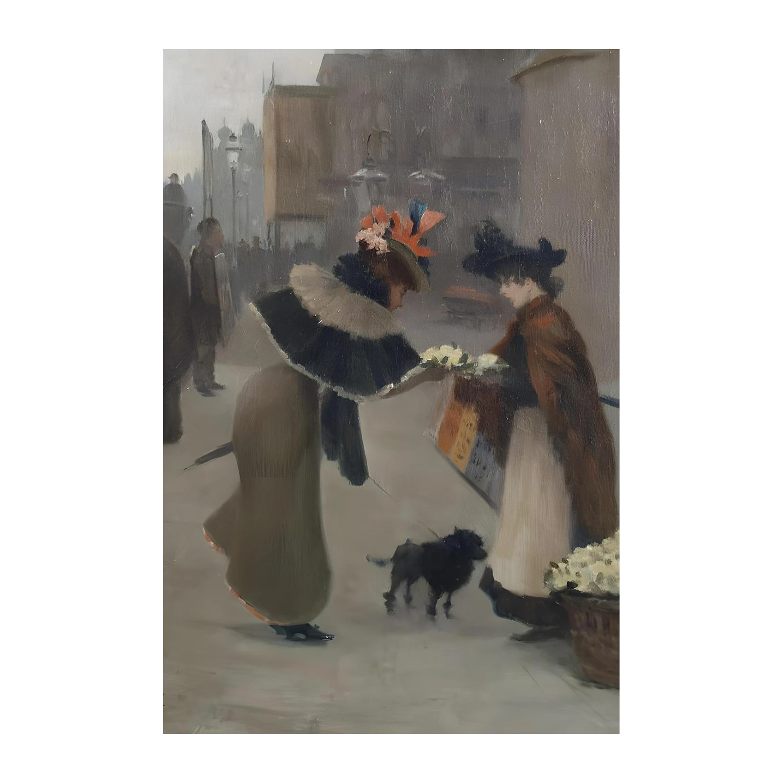 Elegant Parisian Street Scene with Flowers Wall Art