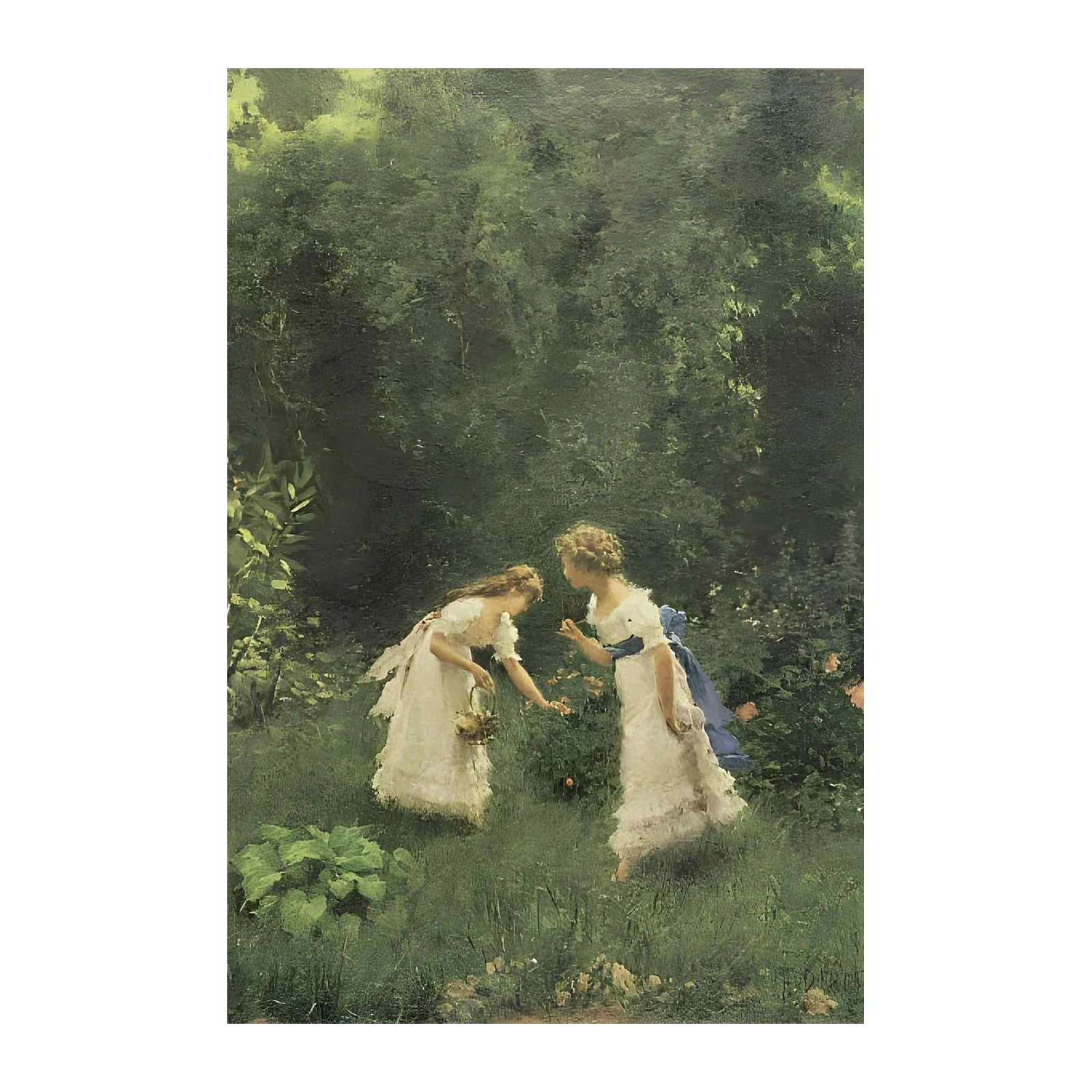 Enchanting Garden Girls Vintage Art Wall Art