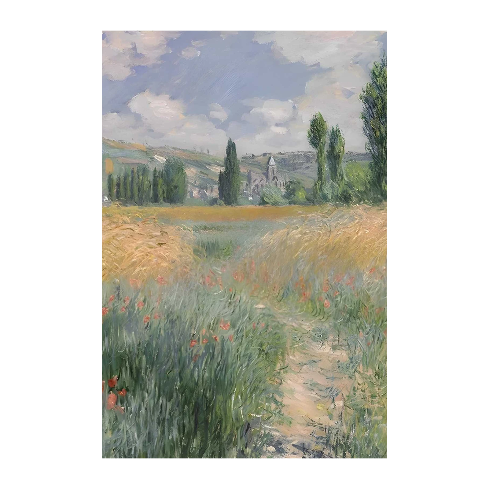 Poppy Field Landscape Monet Style Wall Art