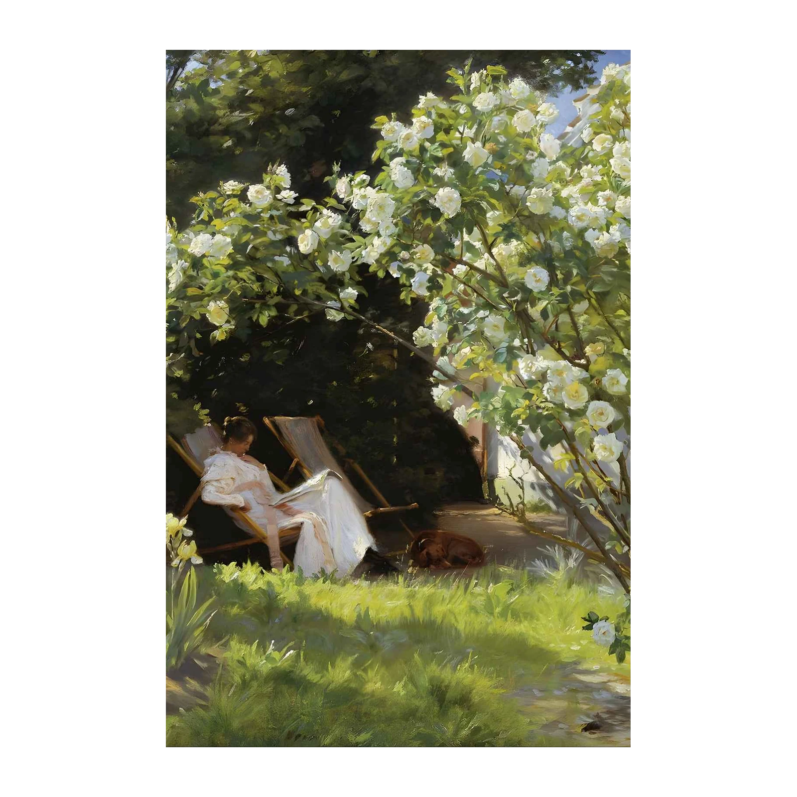 Serene Garden Escape White Roses Wall Art