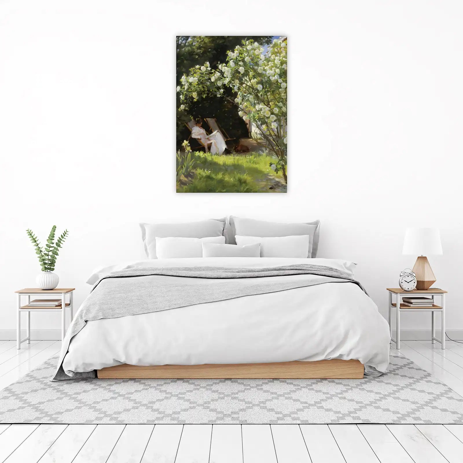 Serene Garden Escape White Roses Wall Art
