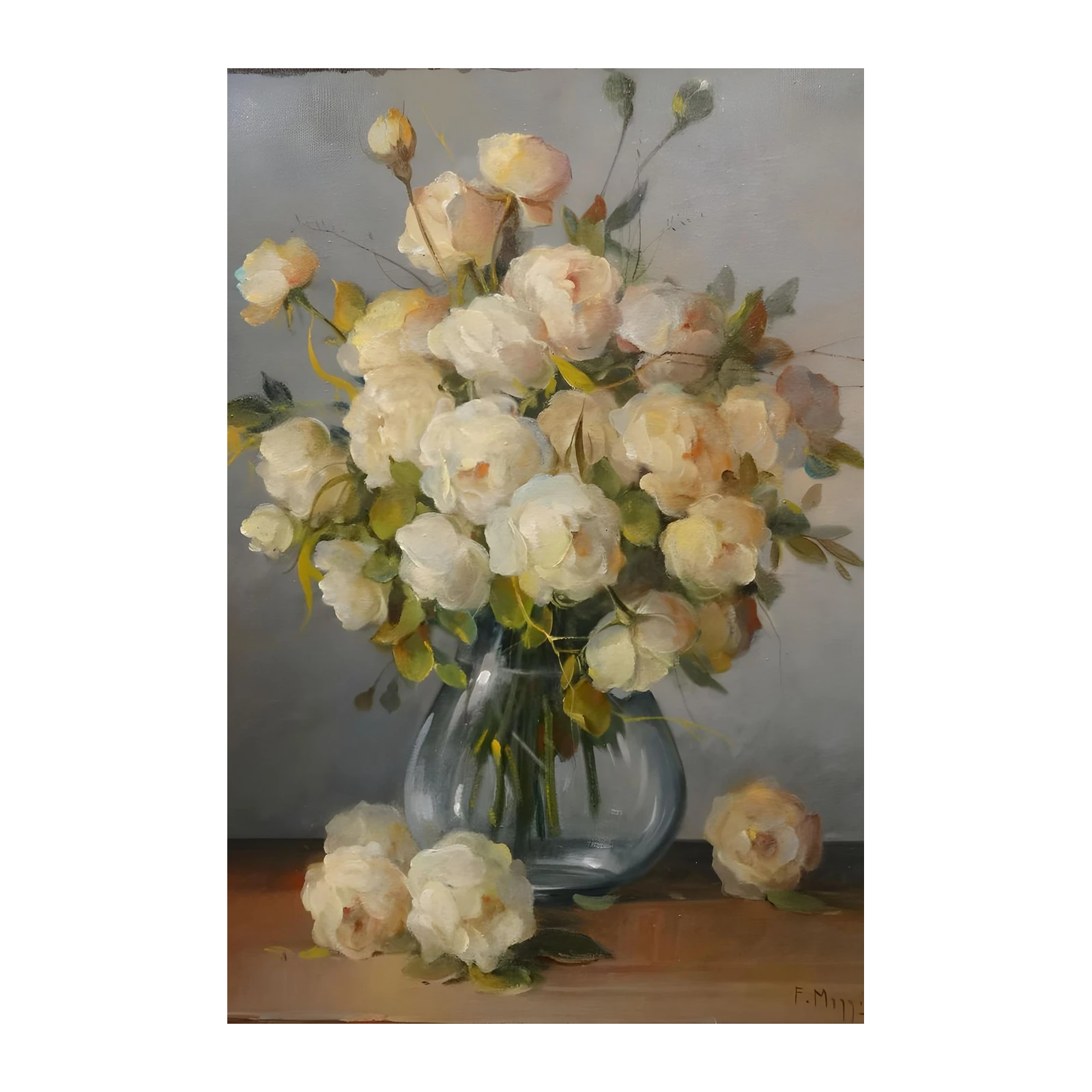 Elegant Rose Still Life Oil Painting Wall Art