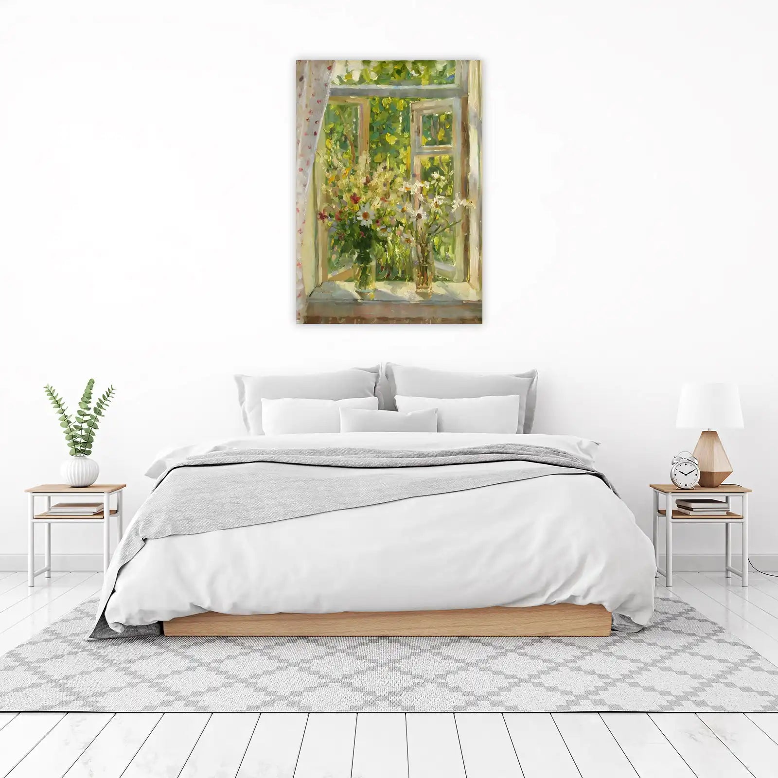 Sunlit Garden Flowers Window Wall Art