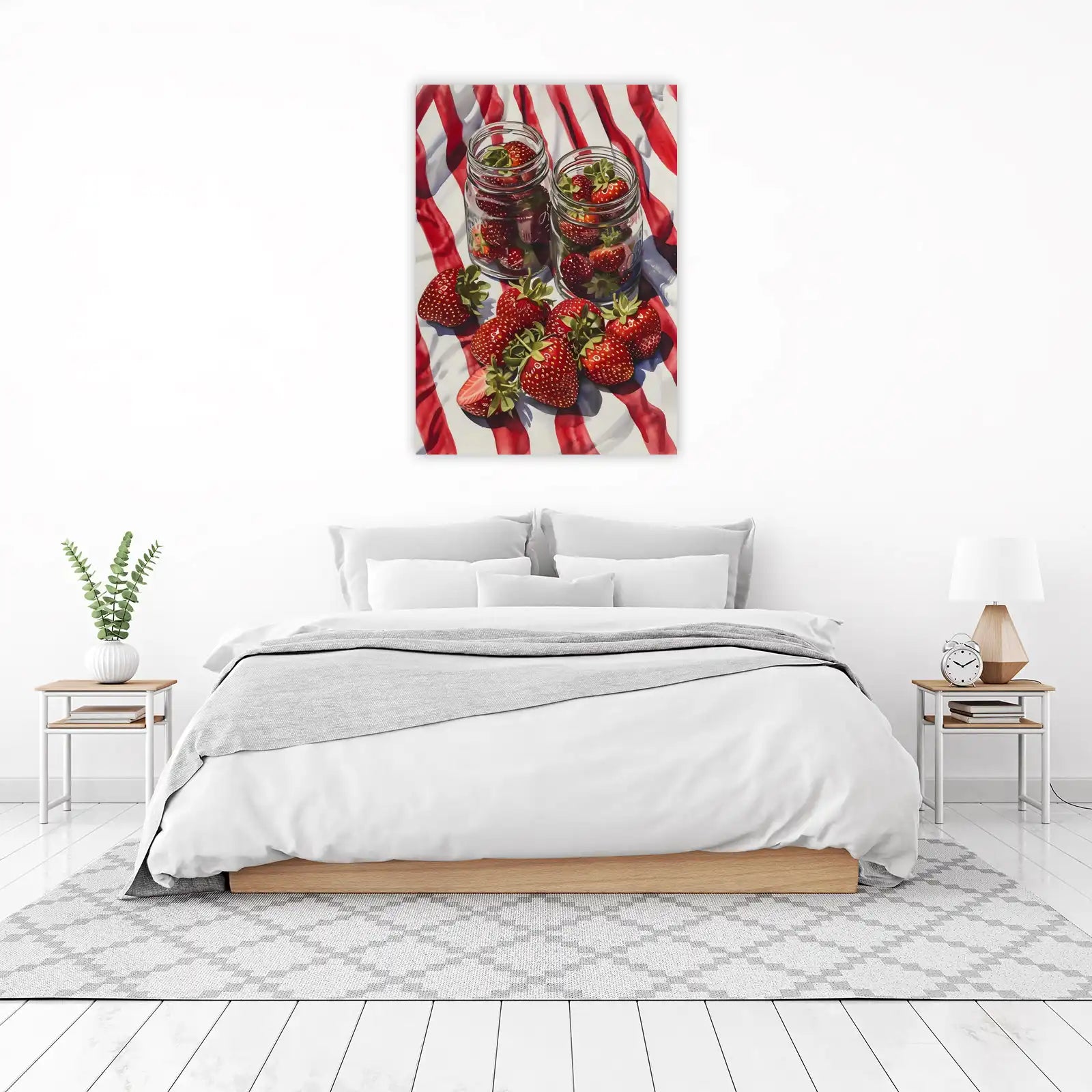 Vibrant Strawberries in Jars Wall Art