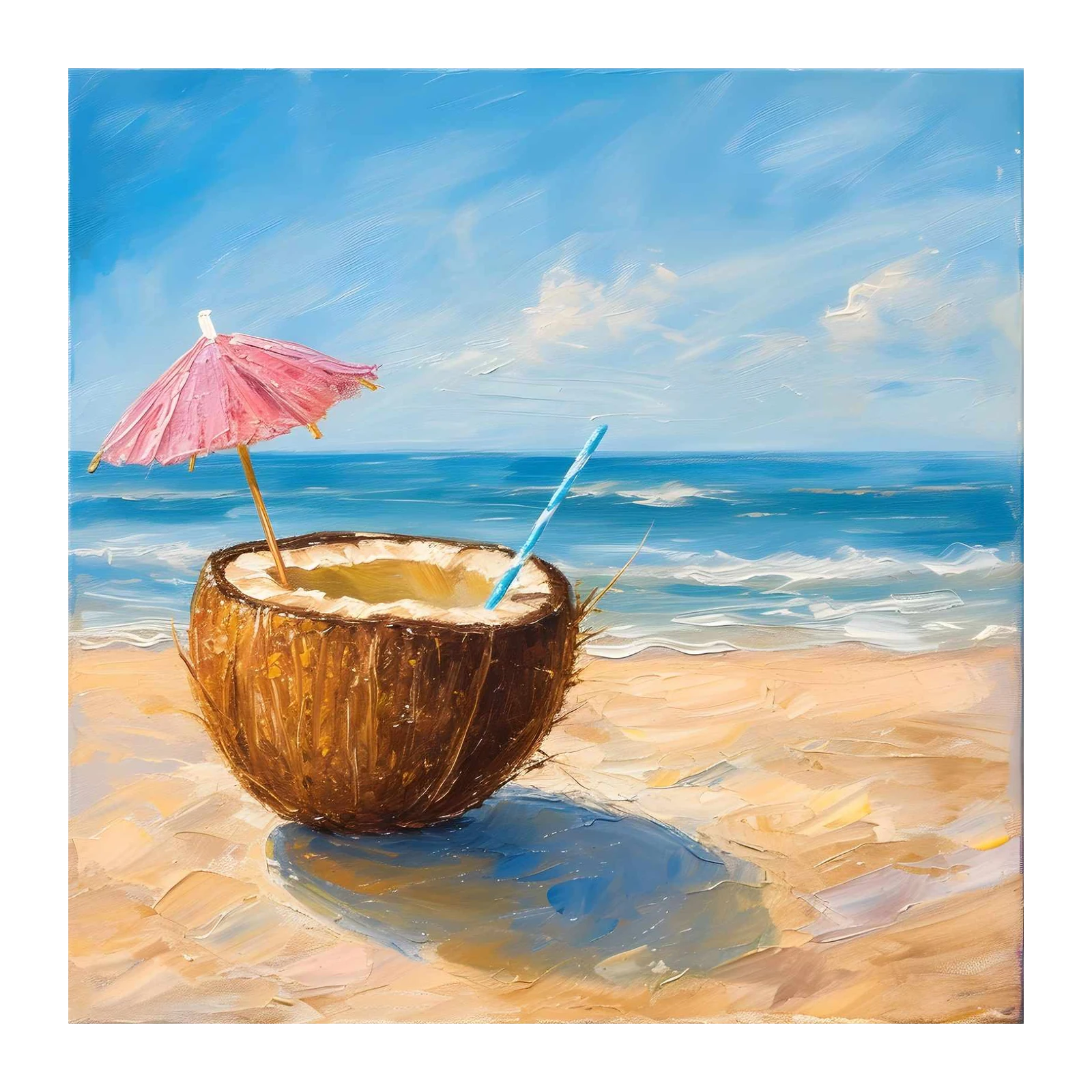 Tropical Coconut Beach Scene Wall Art