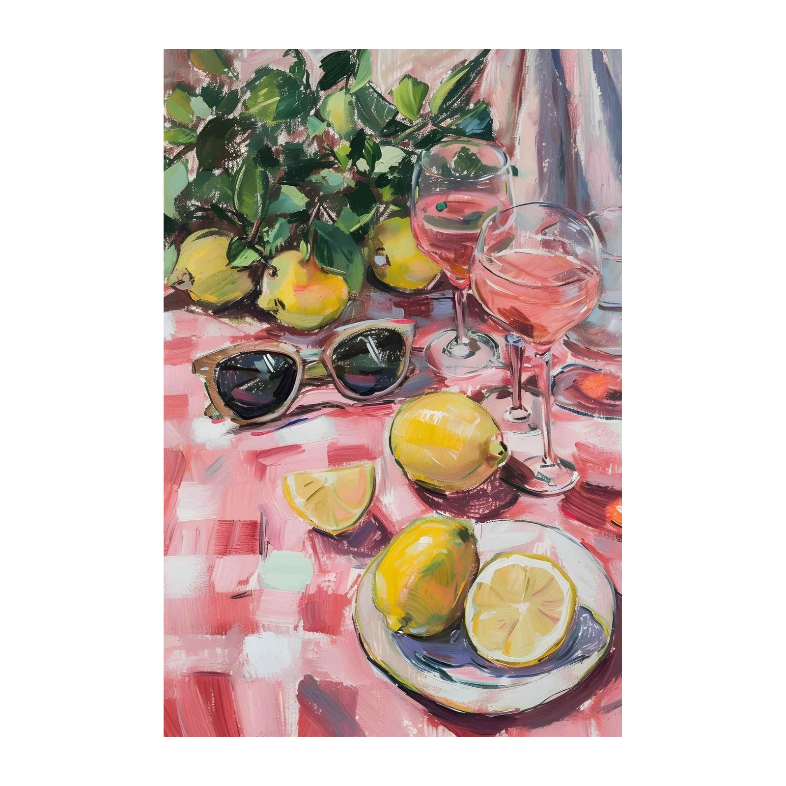 Vibrant Lemonade & Rosé Picnic Art Wall Art