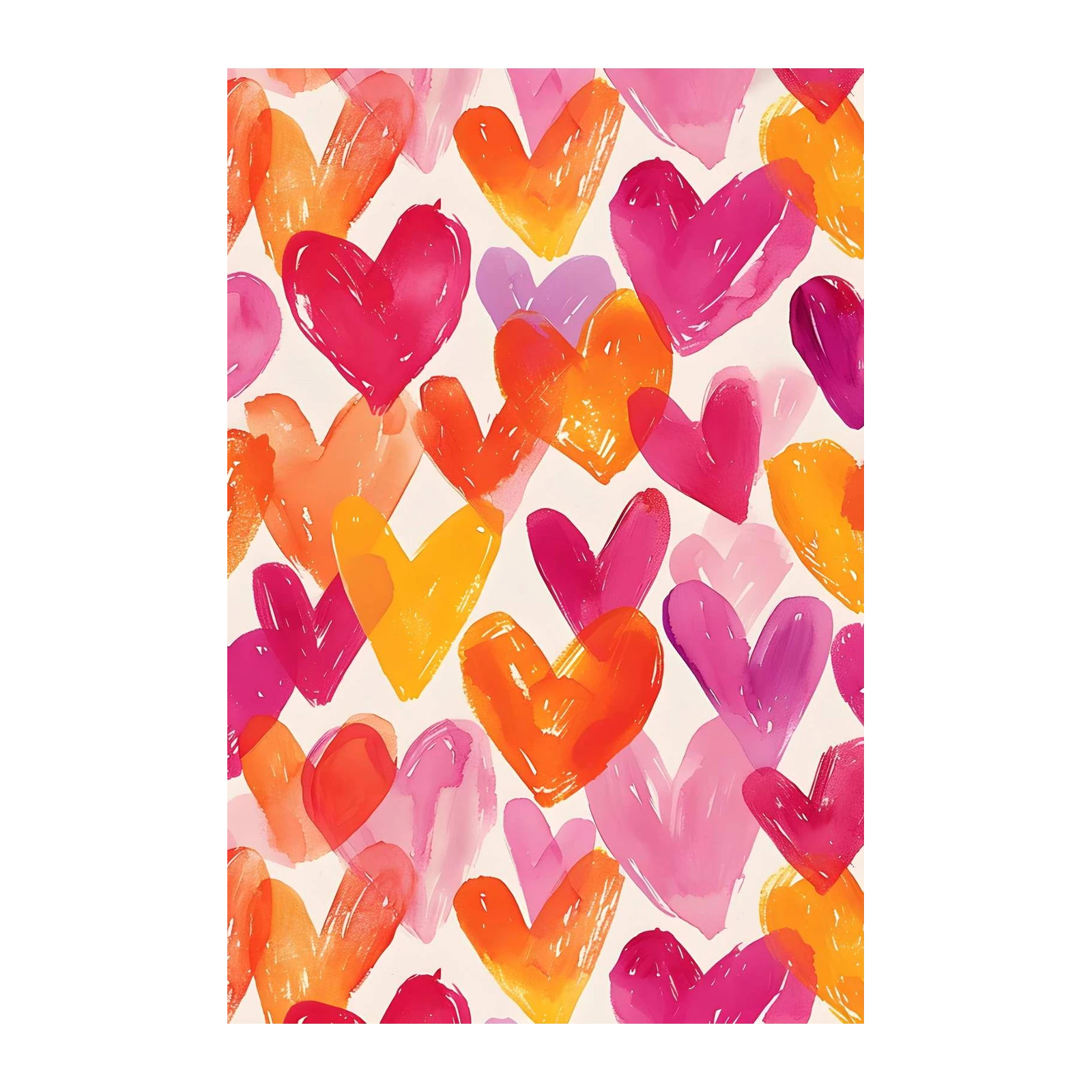 Vibrant Watercolor Hearts Wall Art