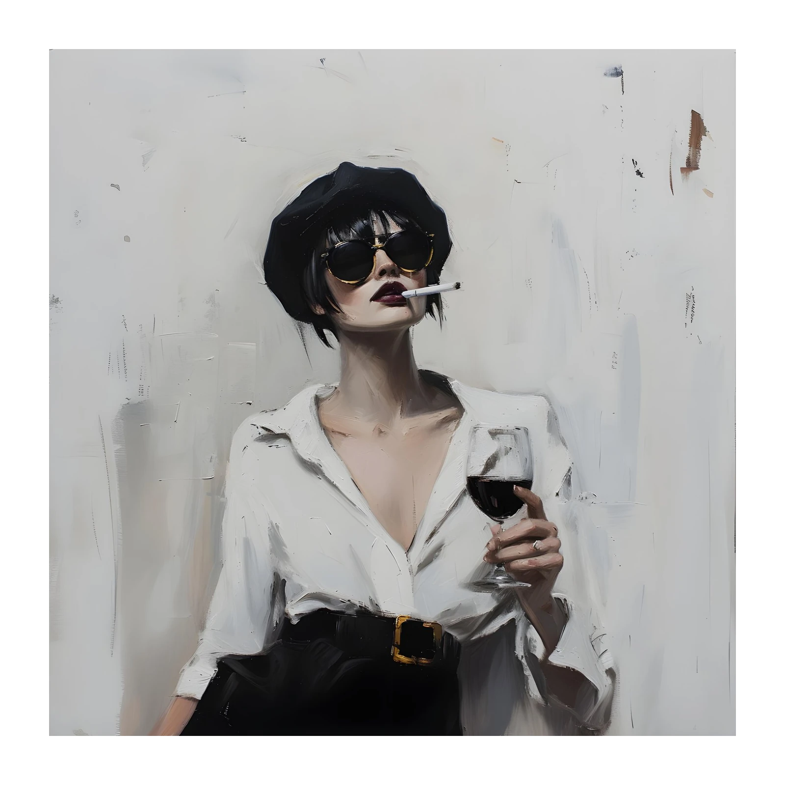 Chic Parisian Woman with Wine Wall Art