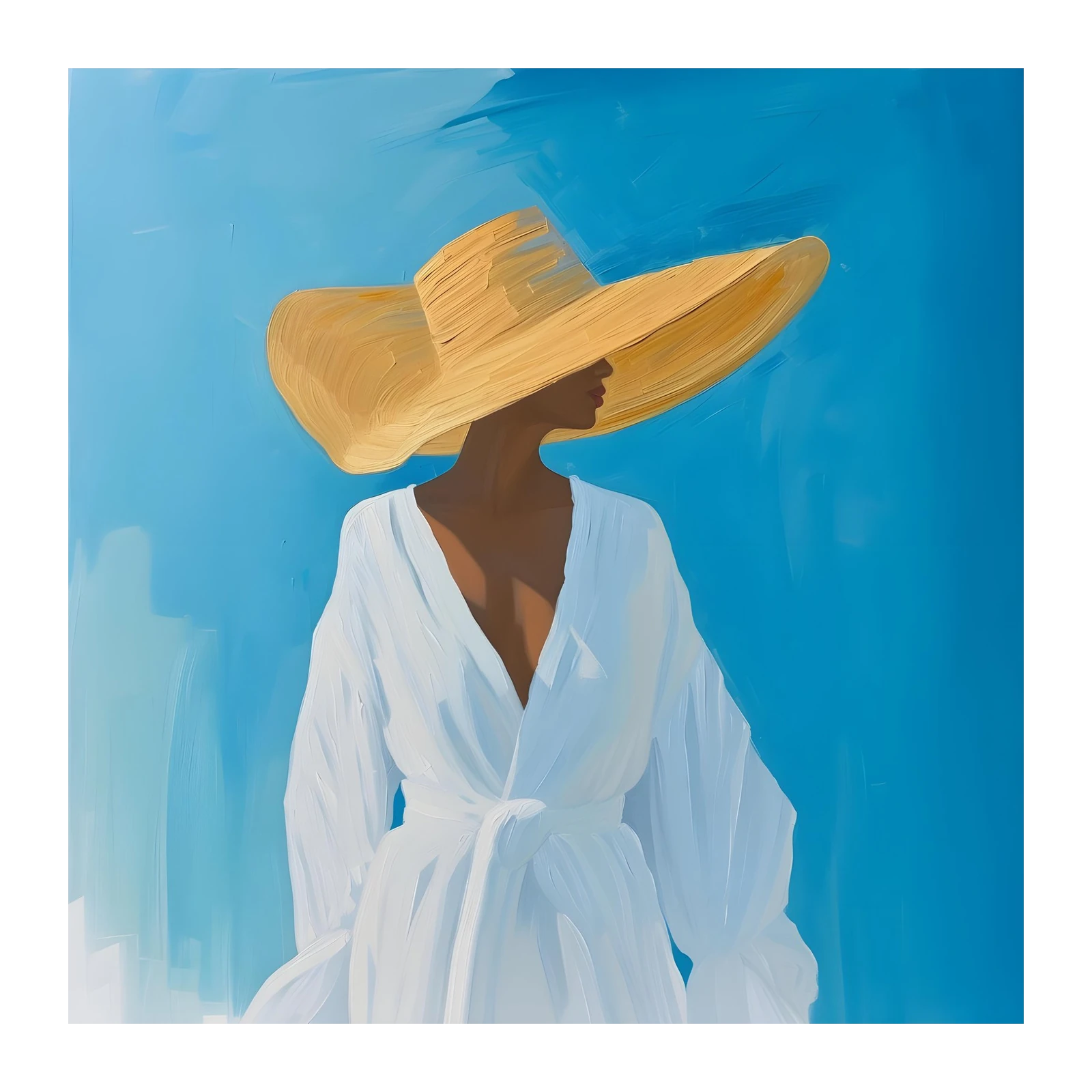 Sun-Kissed Serenity: Beach Hat Woman Wall Art