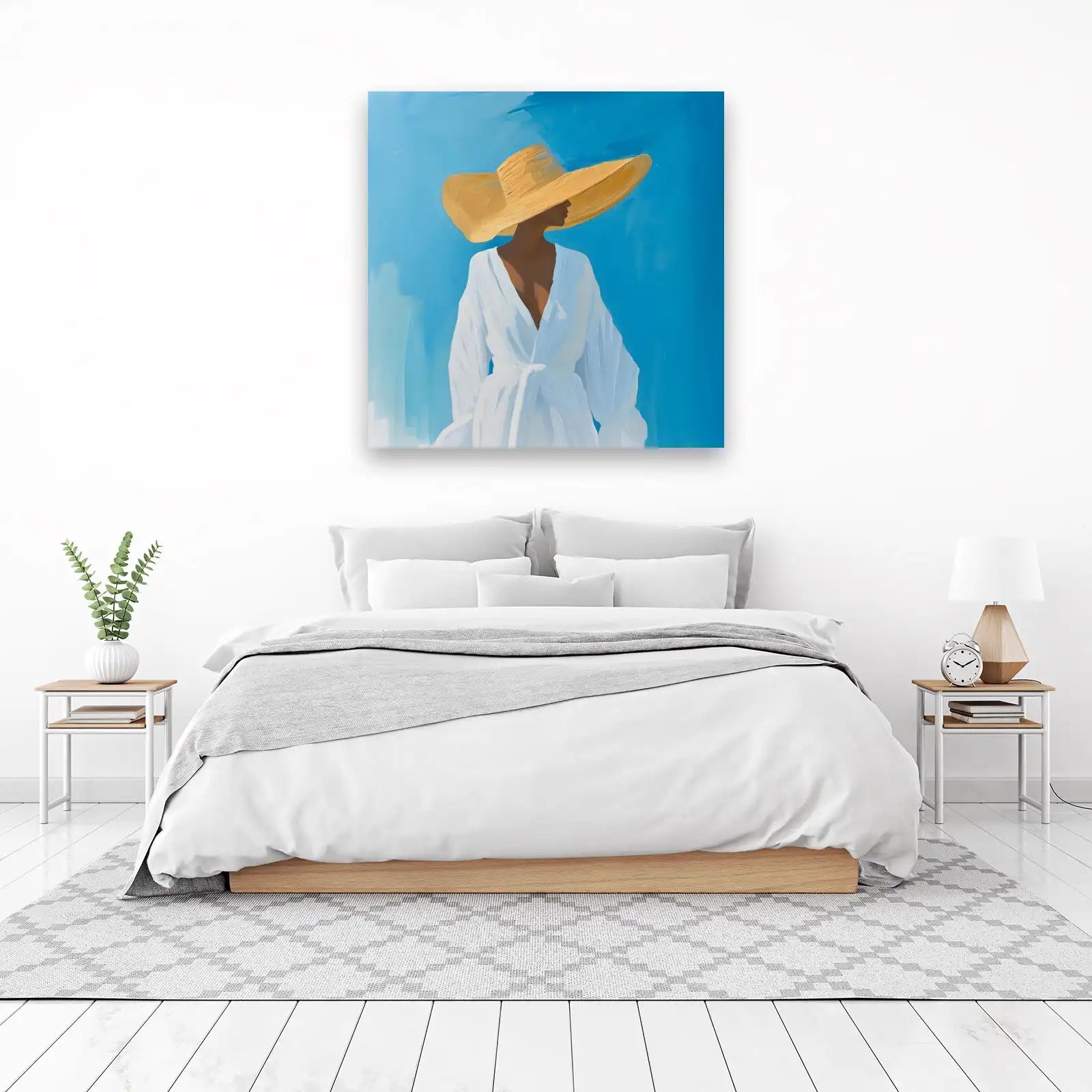 Sun-Kissed Serenity: Beach Hat Woman Wall Art