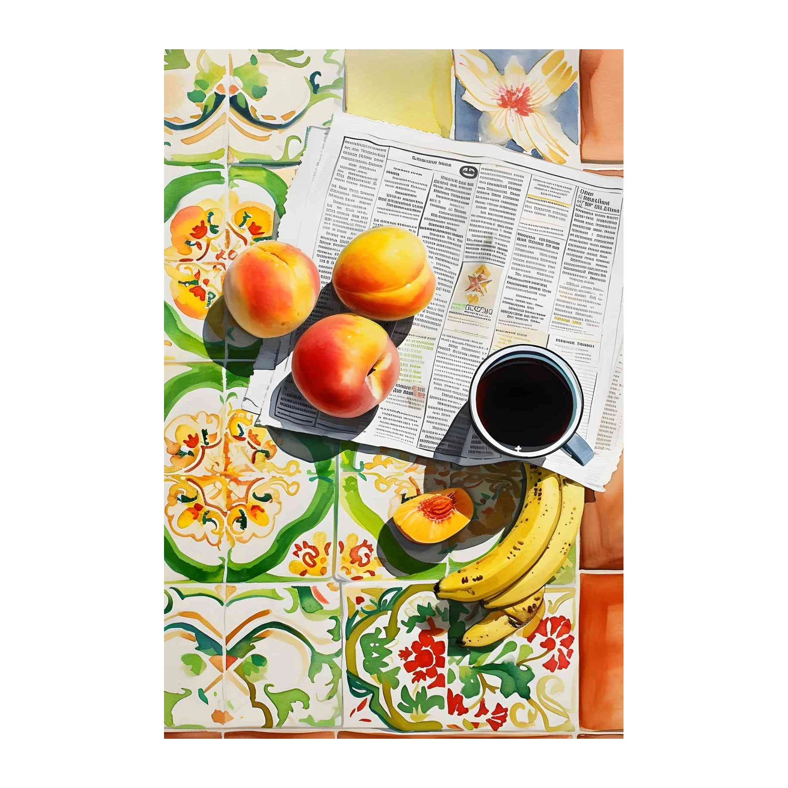 Vibrant Morning Fruit & Coffee Wall Art