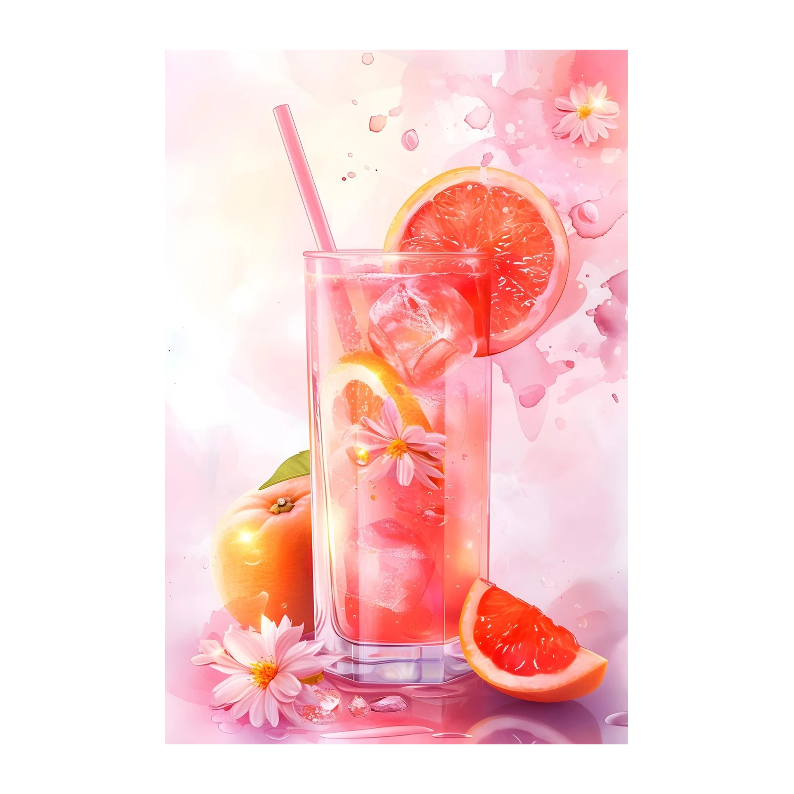 Refreshing Grapefruit Elixir Watercolor Wall Art