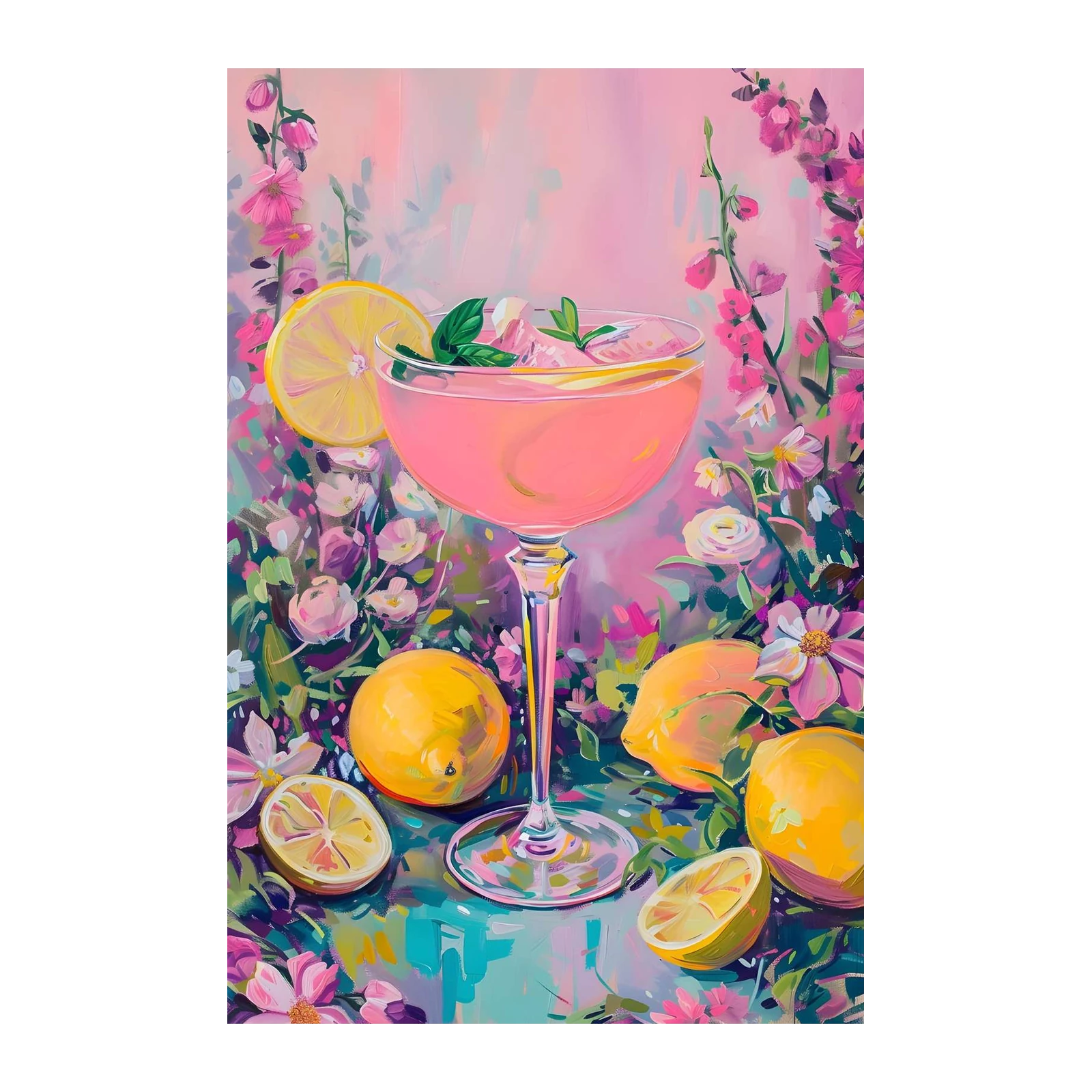 Pink Lemonade & Flowers Wall Art