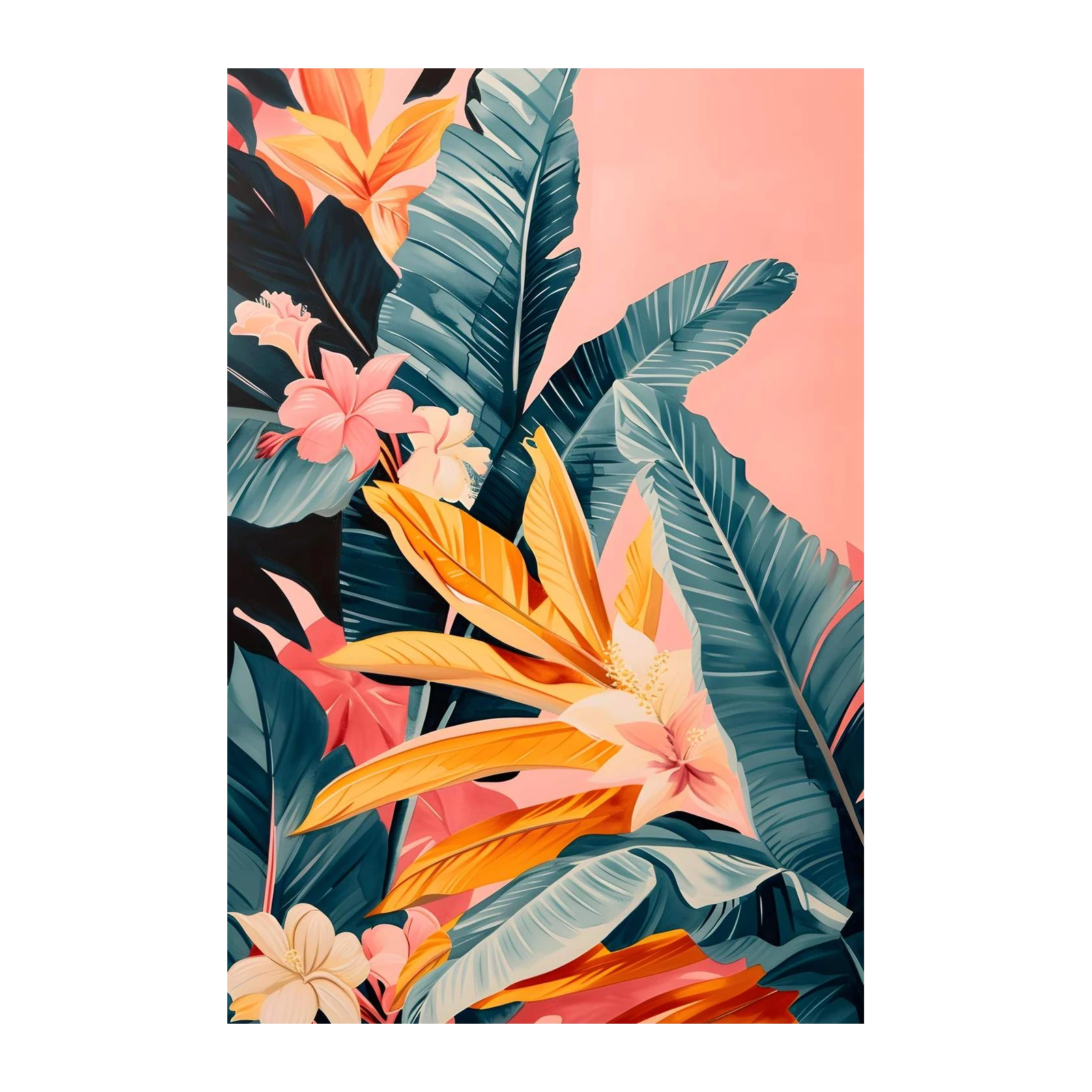 Vibrant Tropical Paradise Floral Wall Art