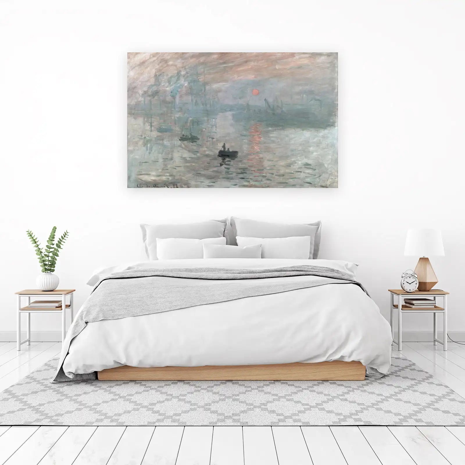 Impressionist Sunrise Harbor Boats Wall Art
