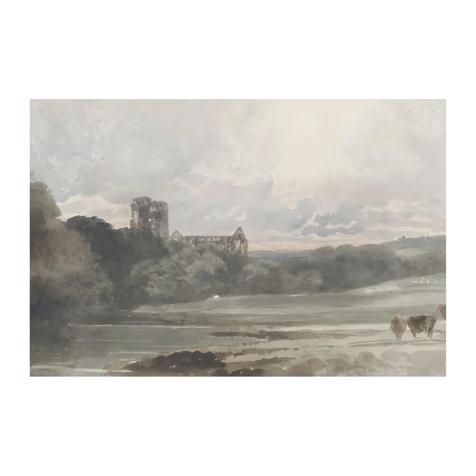 Serene Rural Abbey Landscape Wall Art