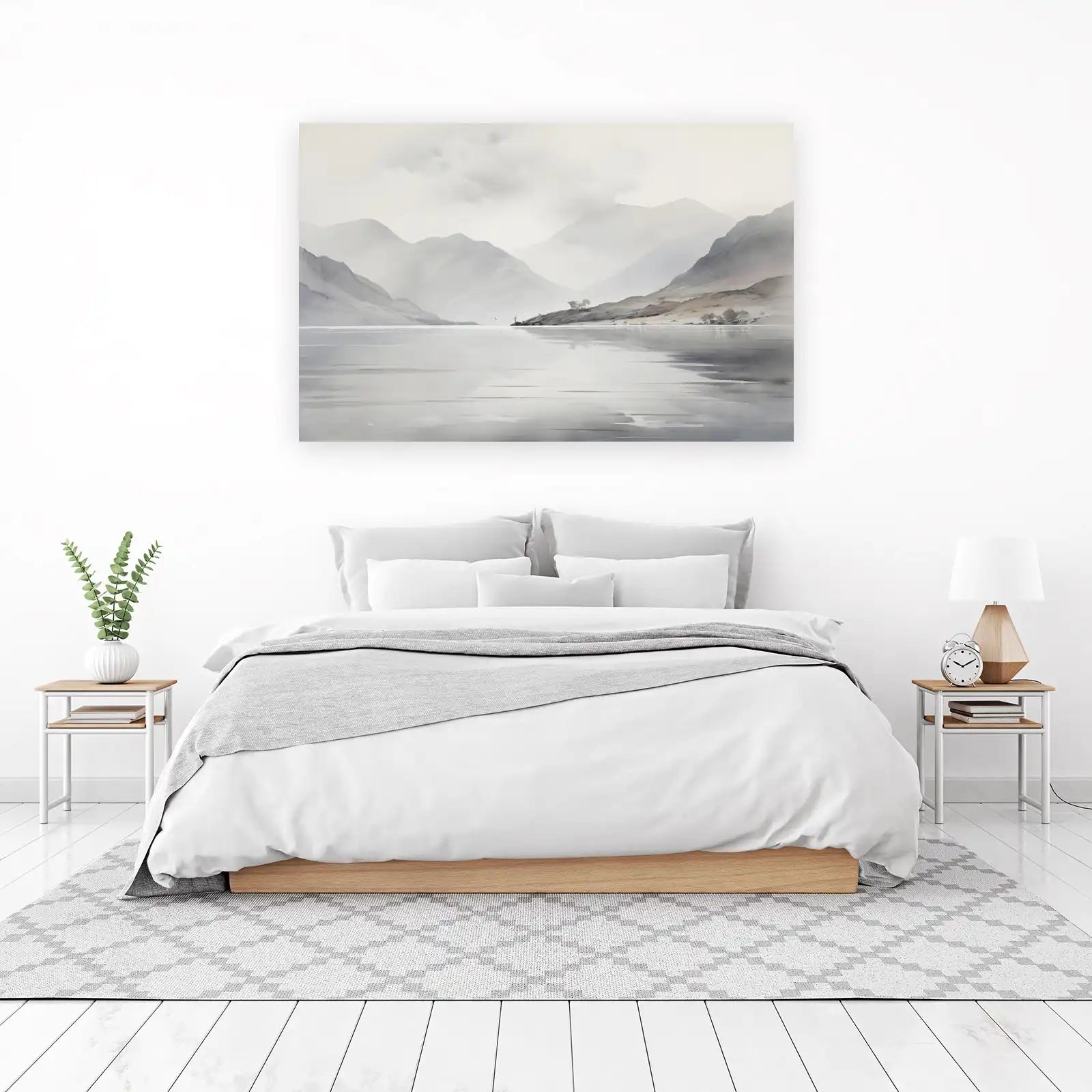 Misty Mountain Lake Serenity Wall Art