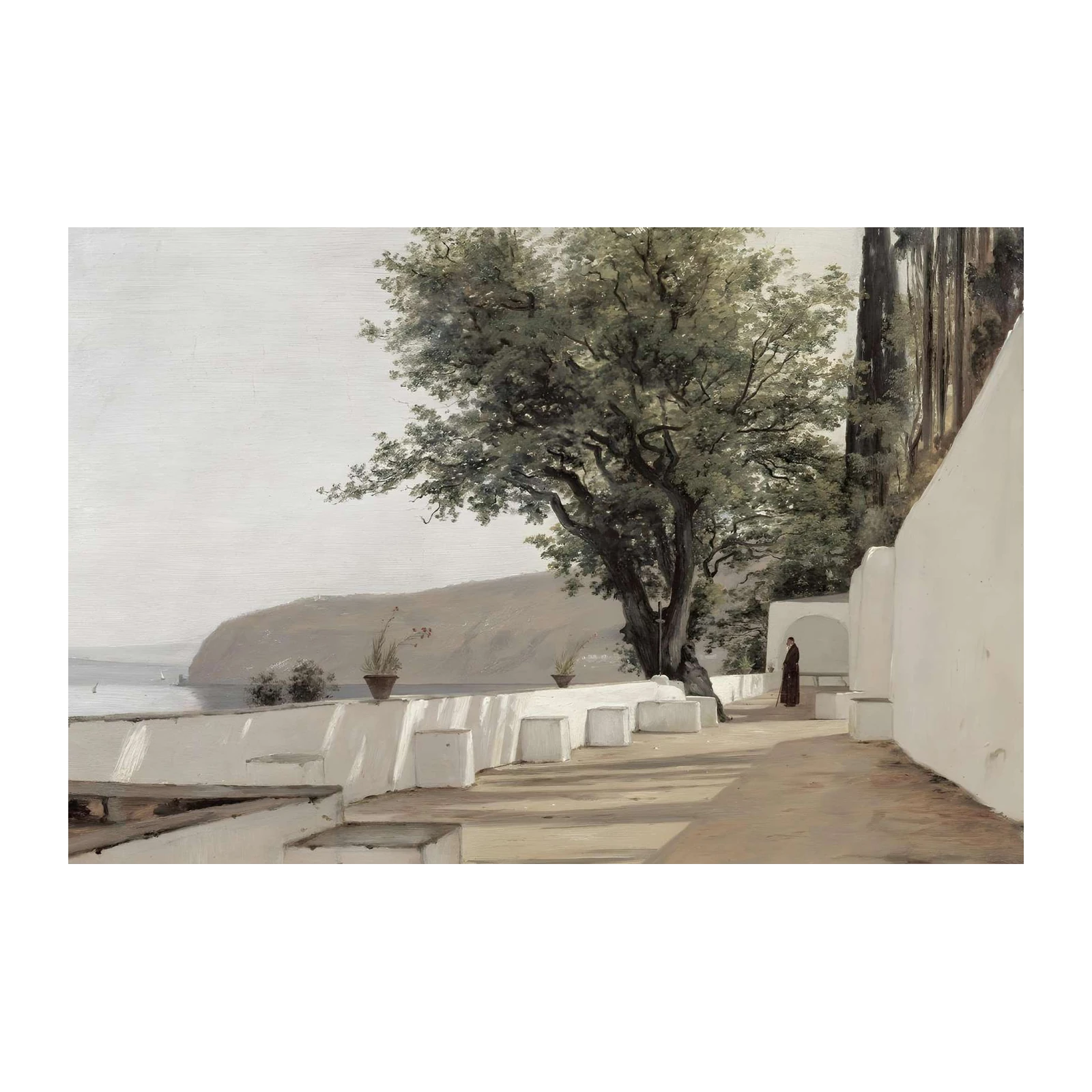 Serene Mediterranean Terrace Landscape Wall Art