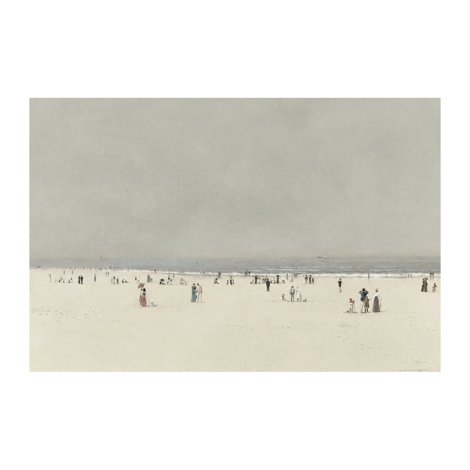 Serene Beach Scene Vintage Wall Art