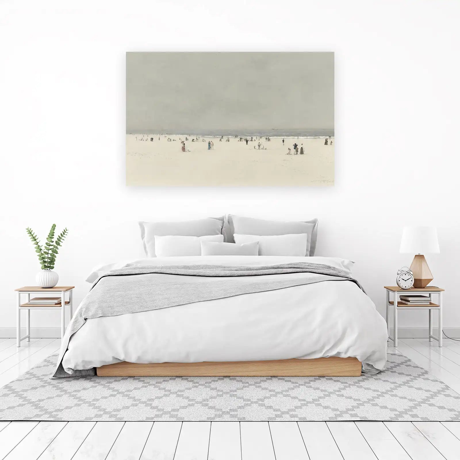 Serene Beach Scene Vintage Wall Art