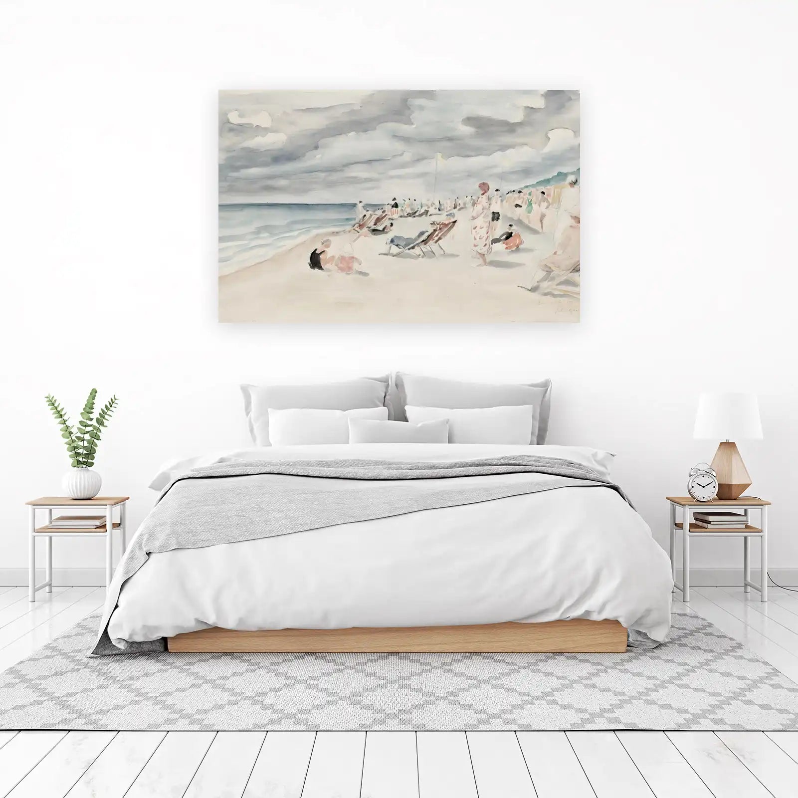 Vintage Beach Scene Watercolor Wall Art