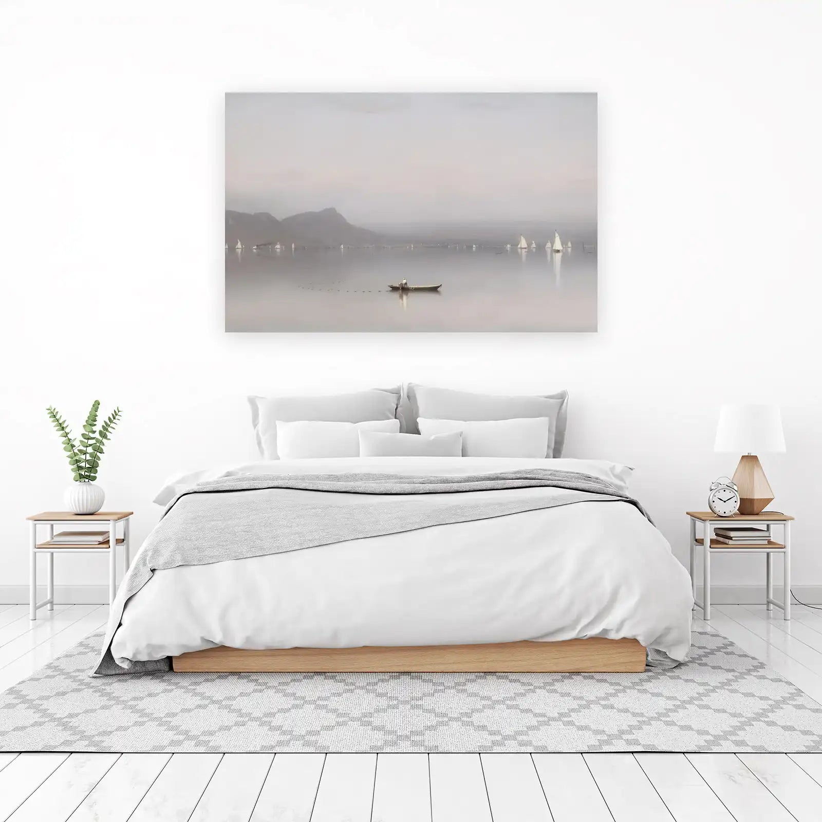 Misty Lake Sailboats Wall Art