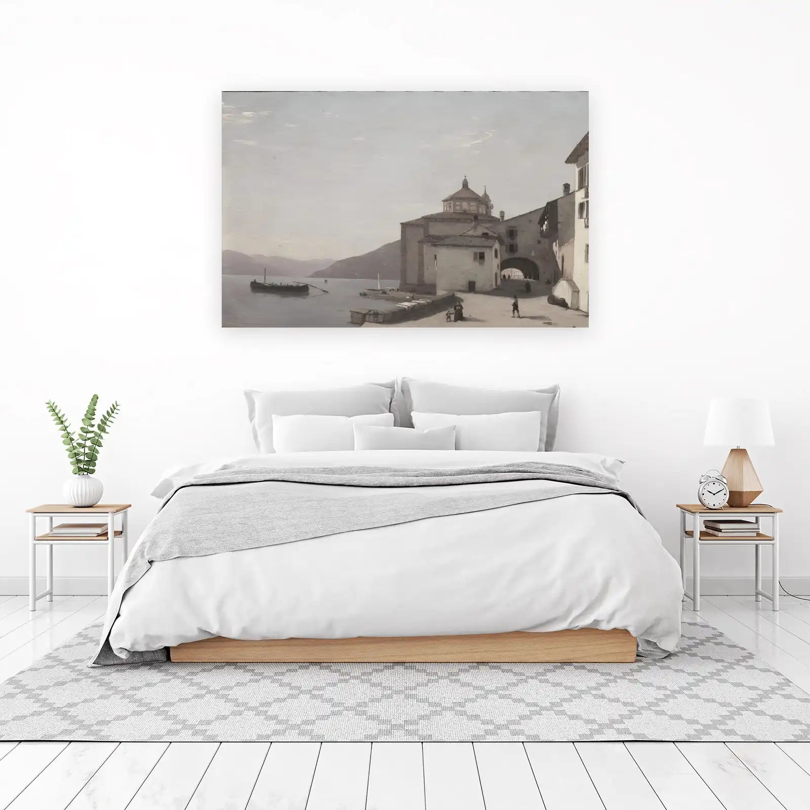 Serene Lakeside Italian Village Wall Art