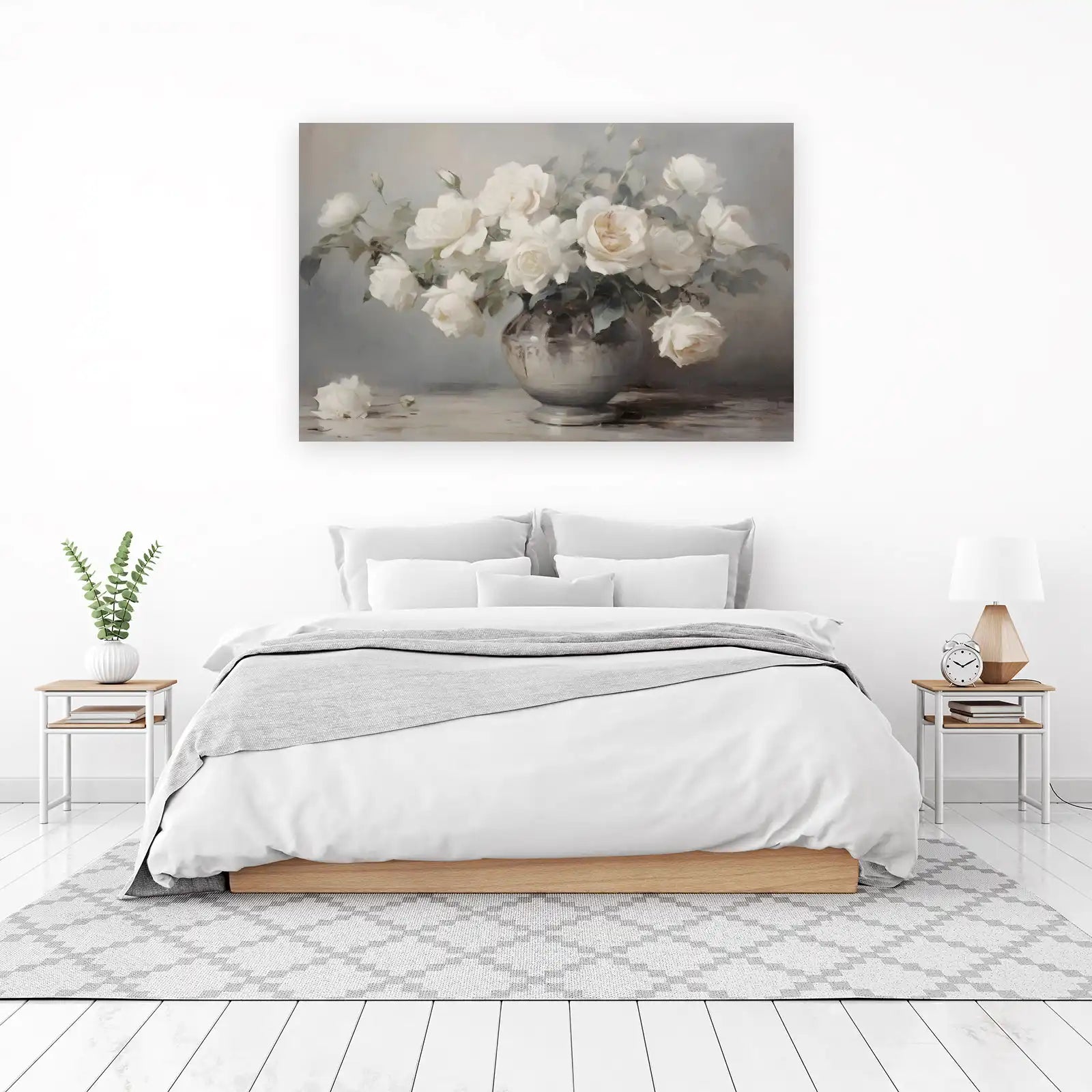 Elegant White Roses Still Life Wall Art