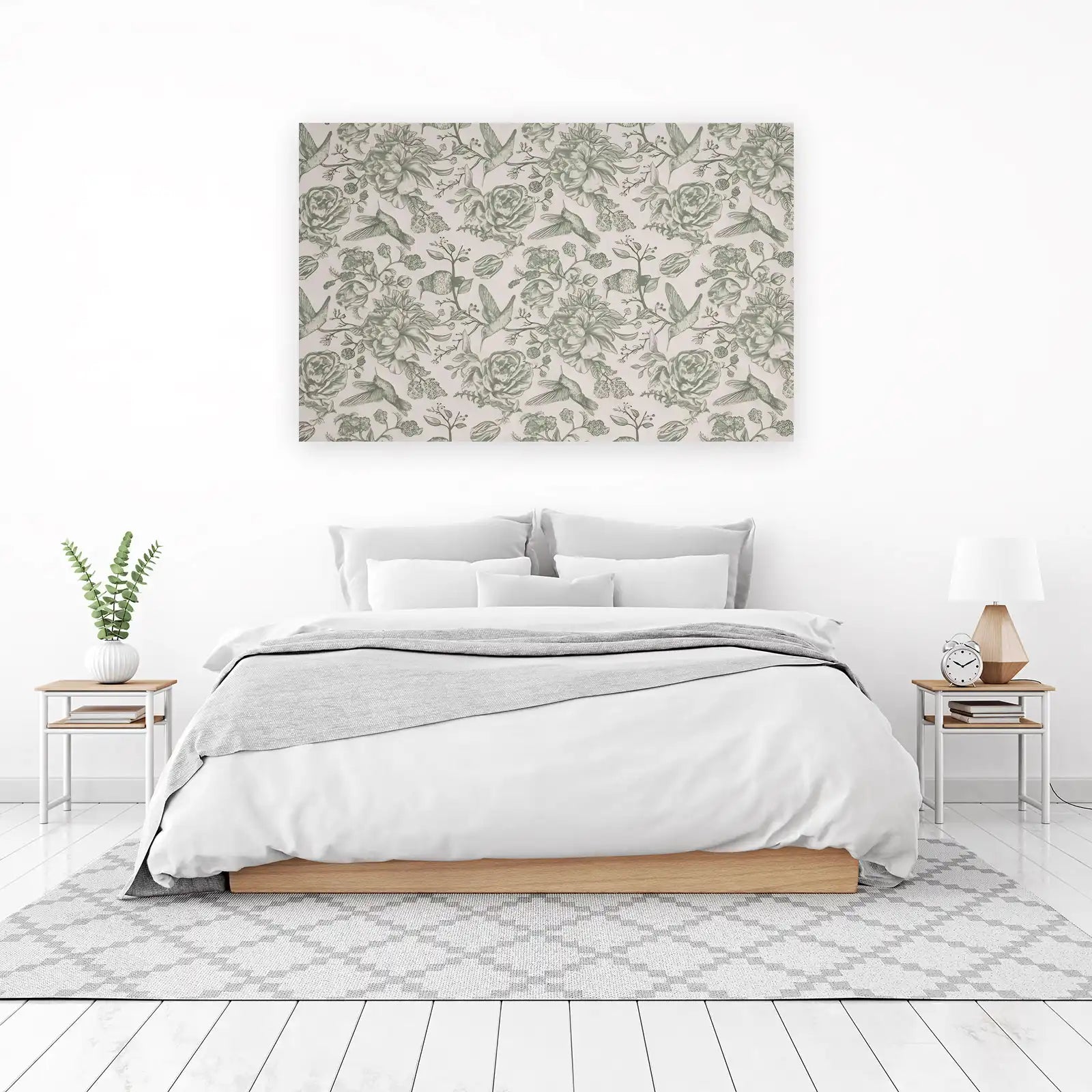 Hummingbird Floral Vintage Botanical Wall Art