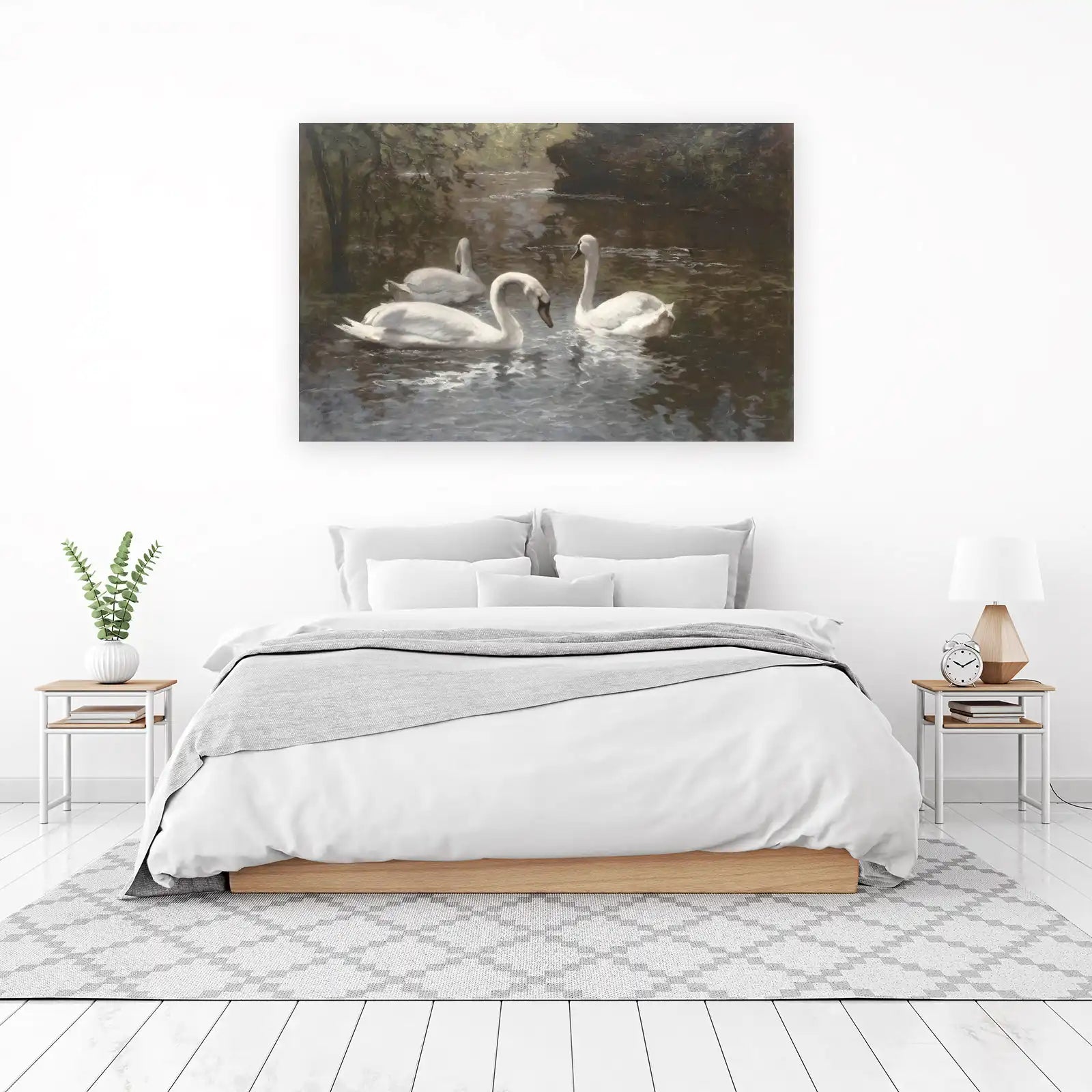 Serene Swans on Water Wall Art