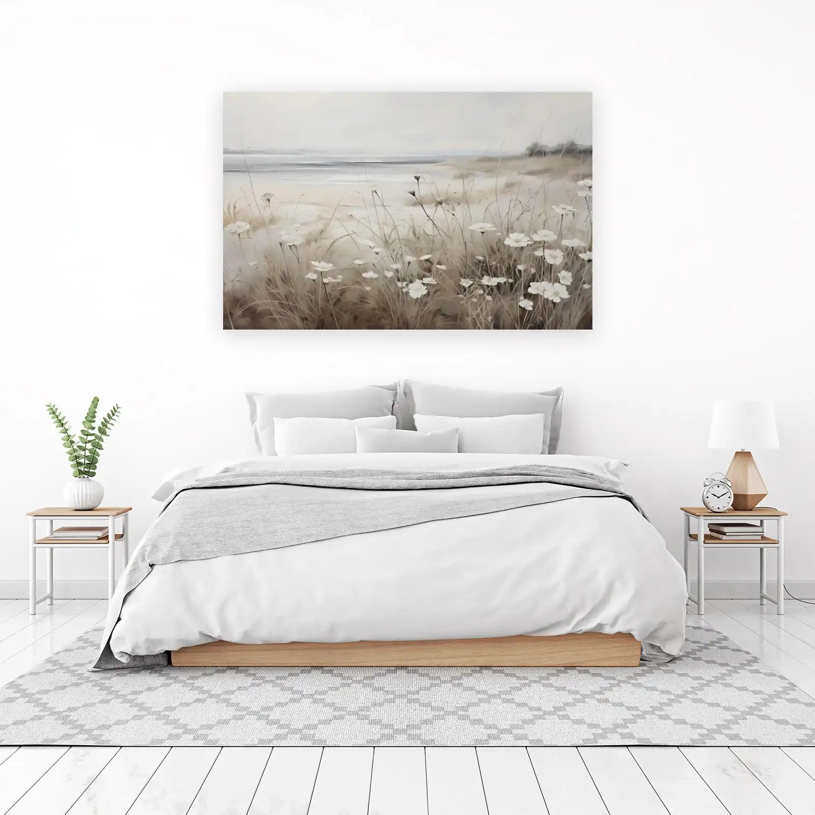 Serene Meadow Floral Beach Landscape Wall Art