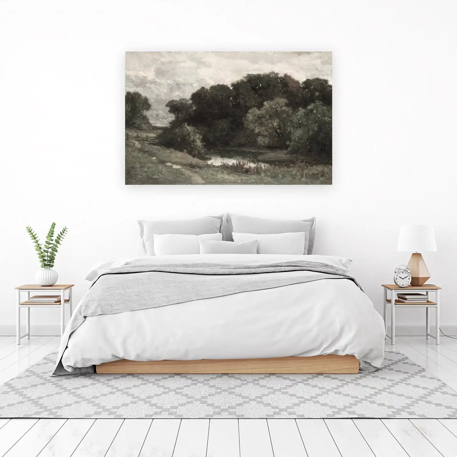 Serene Countryside Landscape Oil Painting Wall Art