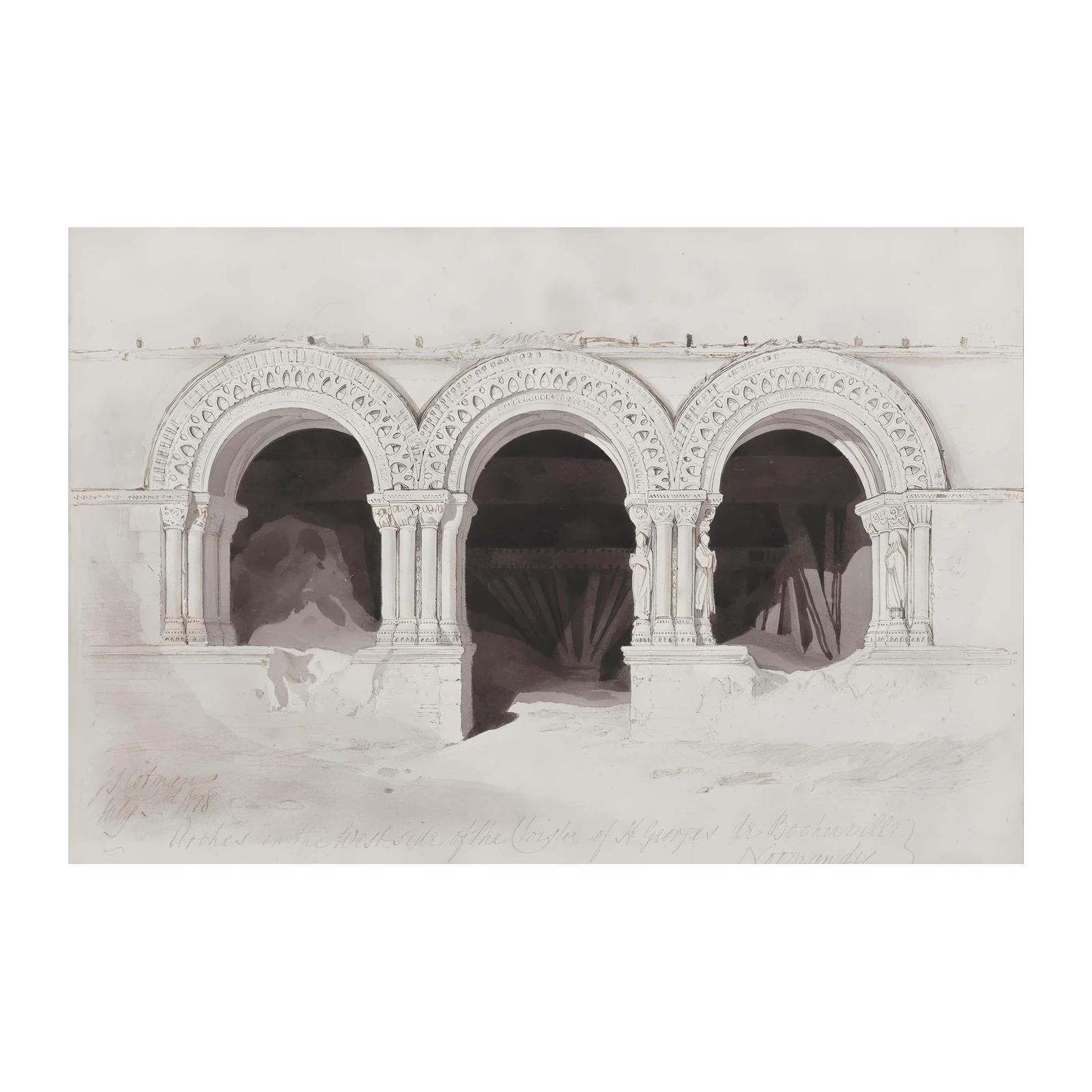 Historic Arches Normandy Watercolor Wall Art