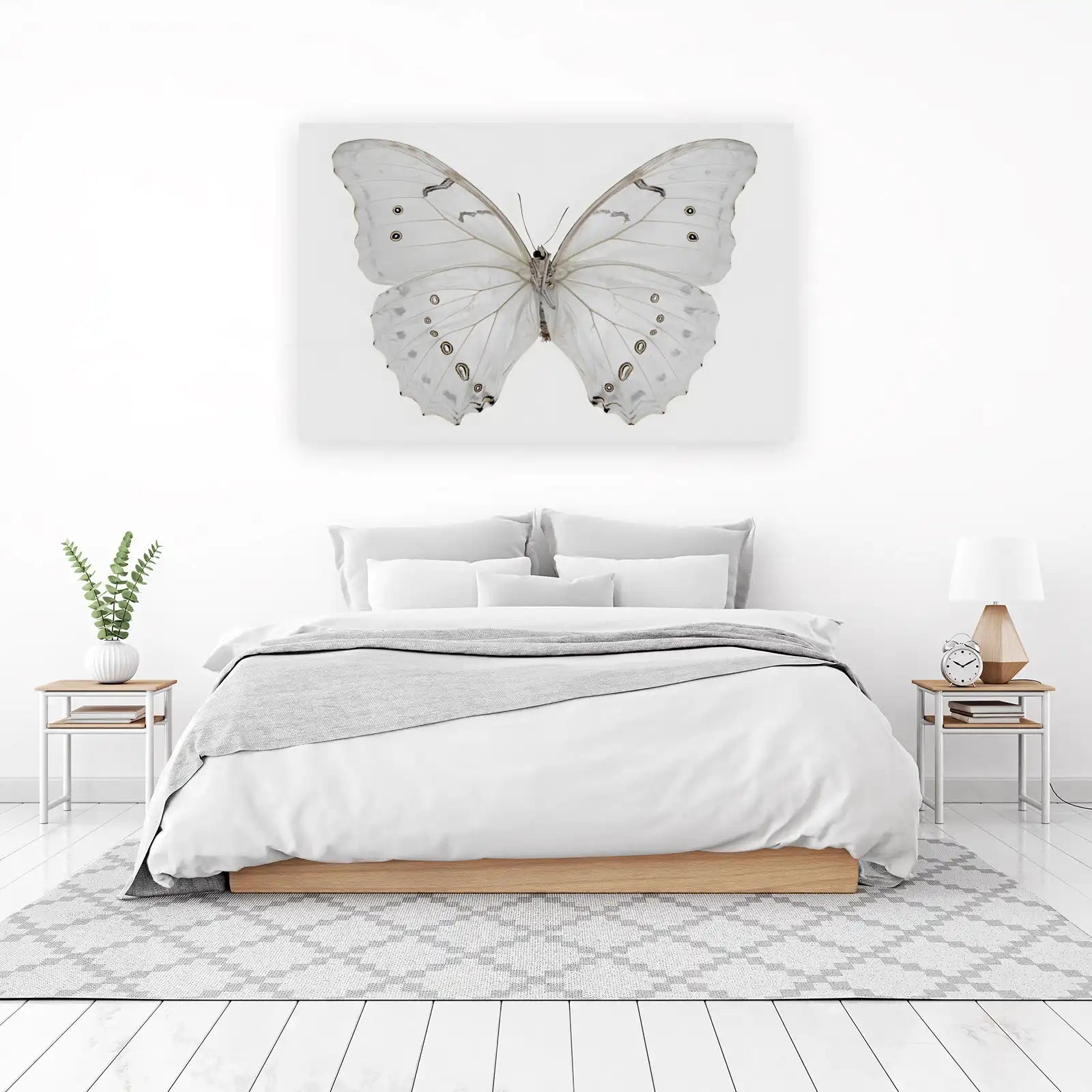 Elegant White Butterfly Macro Art Wall Art